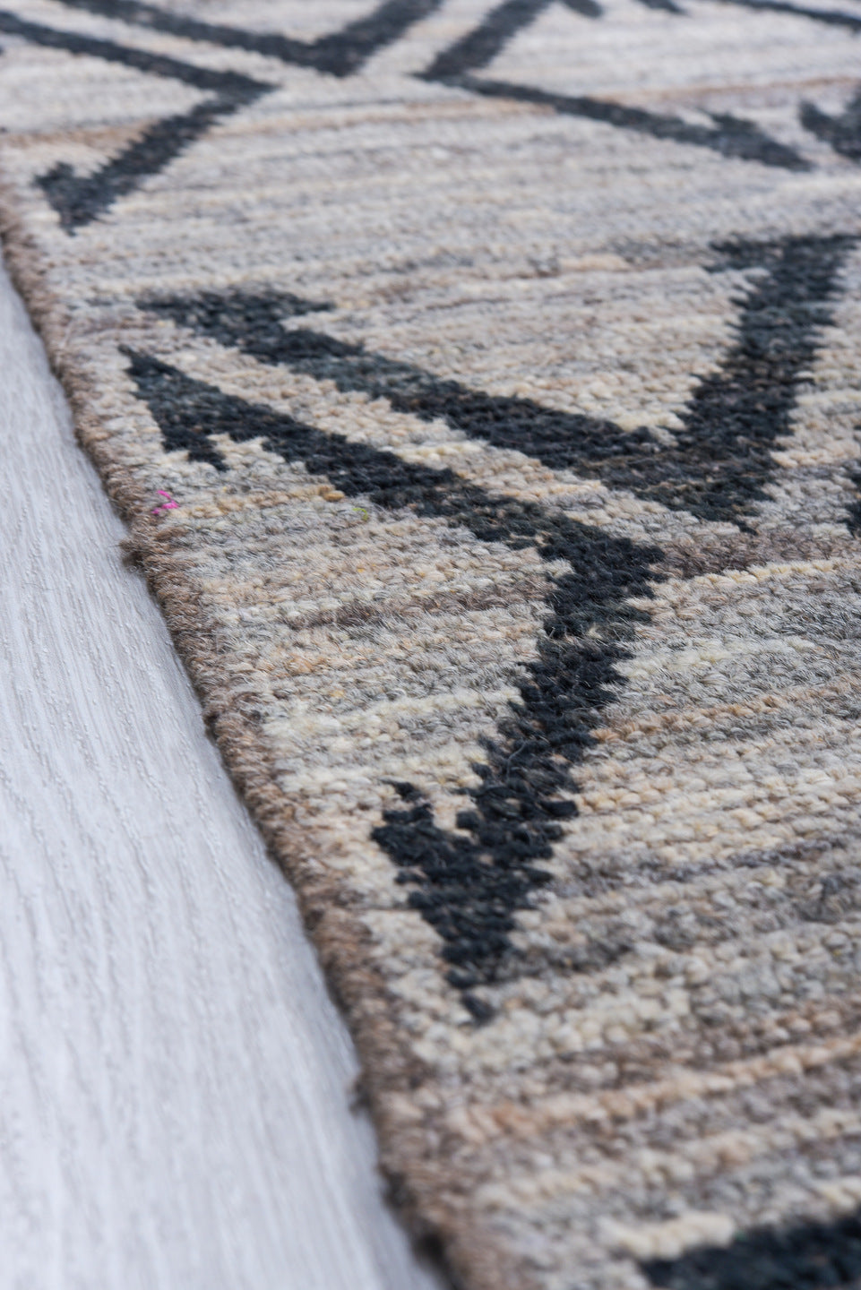 9' x 11' one-of-a-kind handmade vintage Tulu large size rug. Color palette: ivory, charcoal, gray, taupe, black, beige