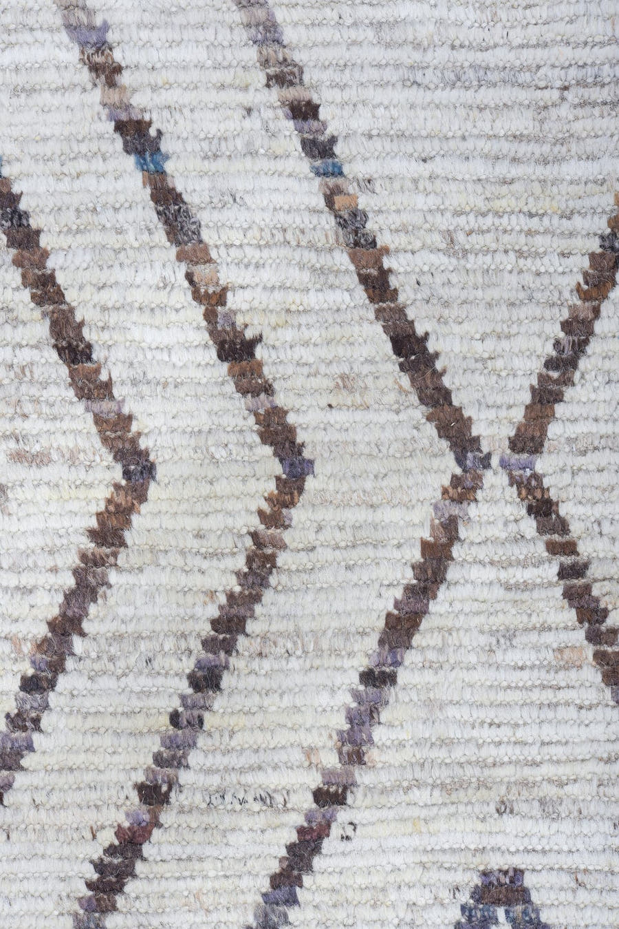 10' x 14' one-of-a-kind handmade vintage Tulu large size rug. Color palette: ivory, taupe, brown, charcoal, beige, gray