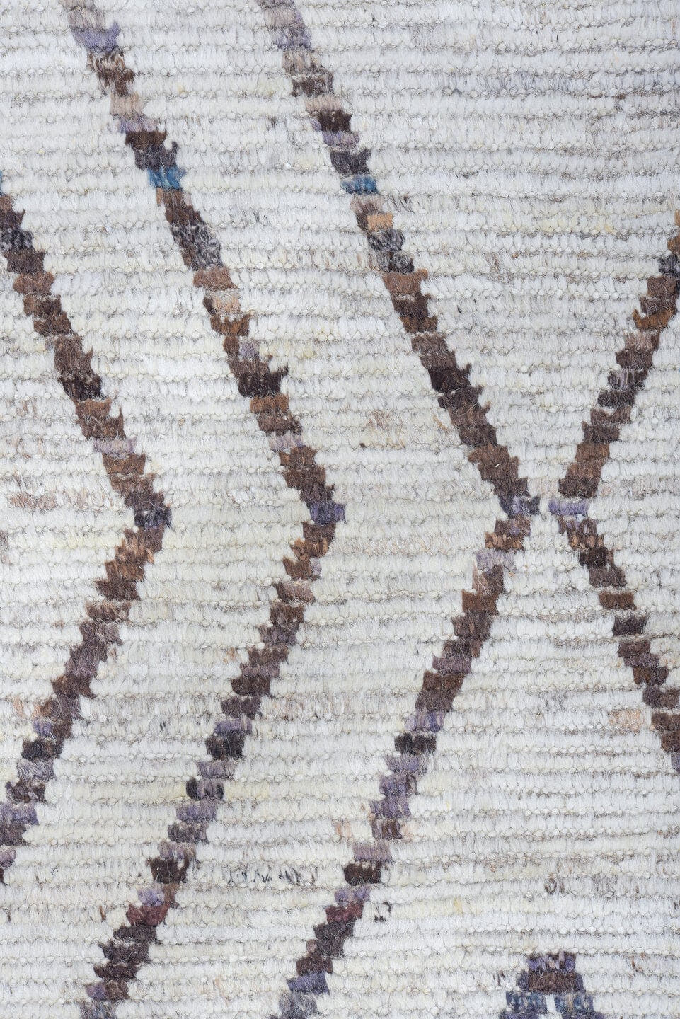 10' x 14' one-of-a-kind handmade vintage Tulu large size rug. Color palette: ivory, taupe, brown, charcoal, beige, gray