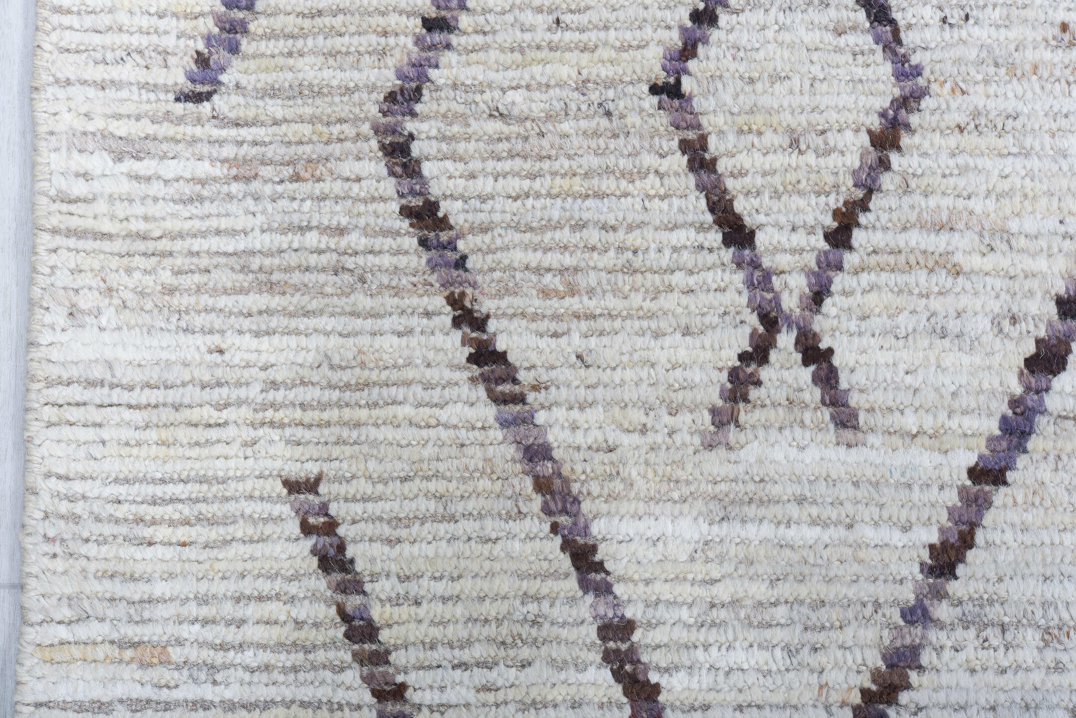 10' x 14' one-of-a-kind handmade vintage Tulu large size rug. Color palette: ivory, taupe, brown, charcoal, beige, gray