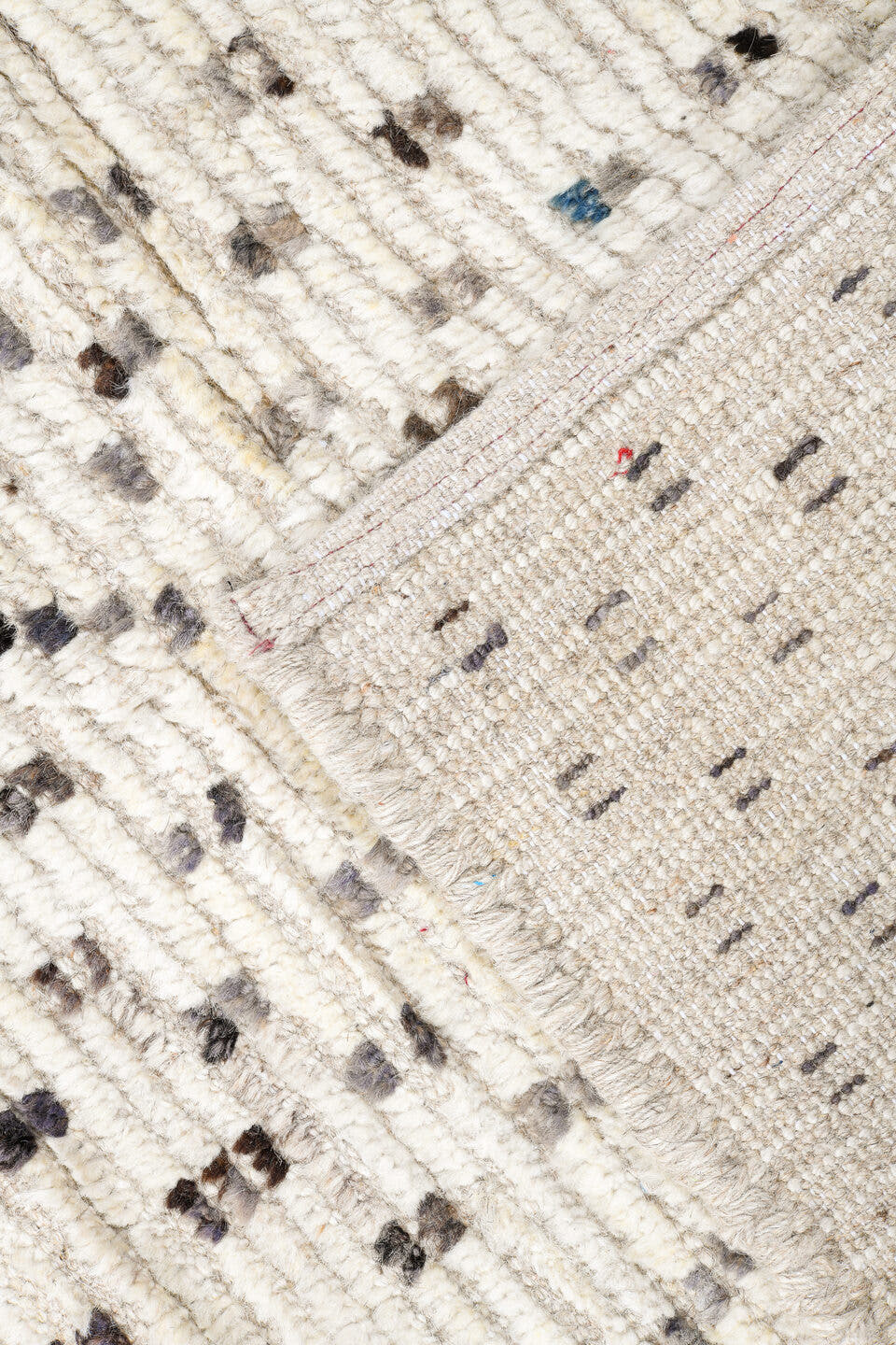 11' x 17' one-of-a-kind handmade vintage Tulu oversize rug. Color palette: ivory, charcoal, taupe, cream, gray, black, beige