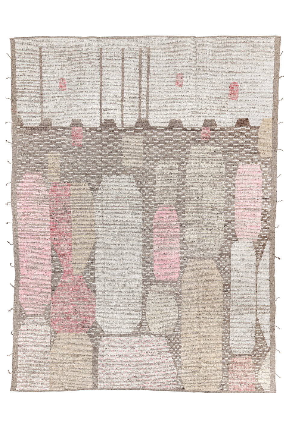 9' x 12' one-of-a-kind handmade vintage Tulu large size rug. Color palette: black, brown, gainsboro, gray, light gray