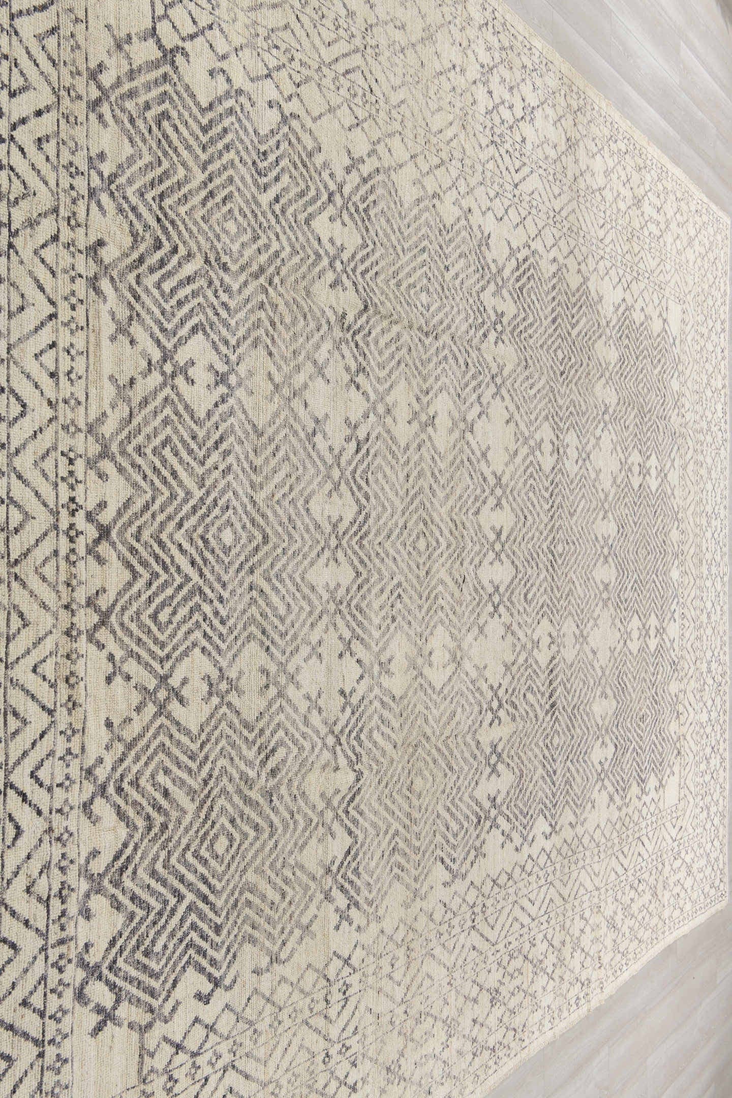 10' x 14' one-of-a-kind handmade vintage Khorassan large size rug. Color palette: ivory, charcoal, taupe, gray, cream, black