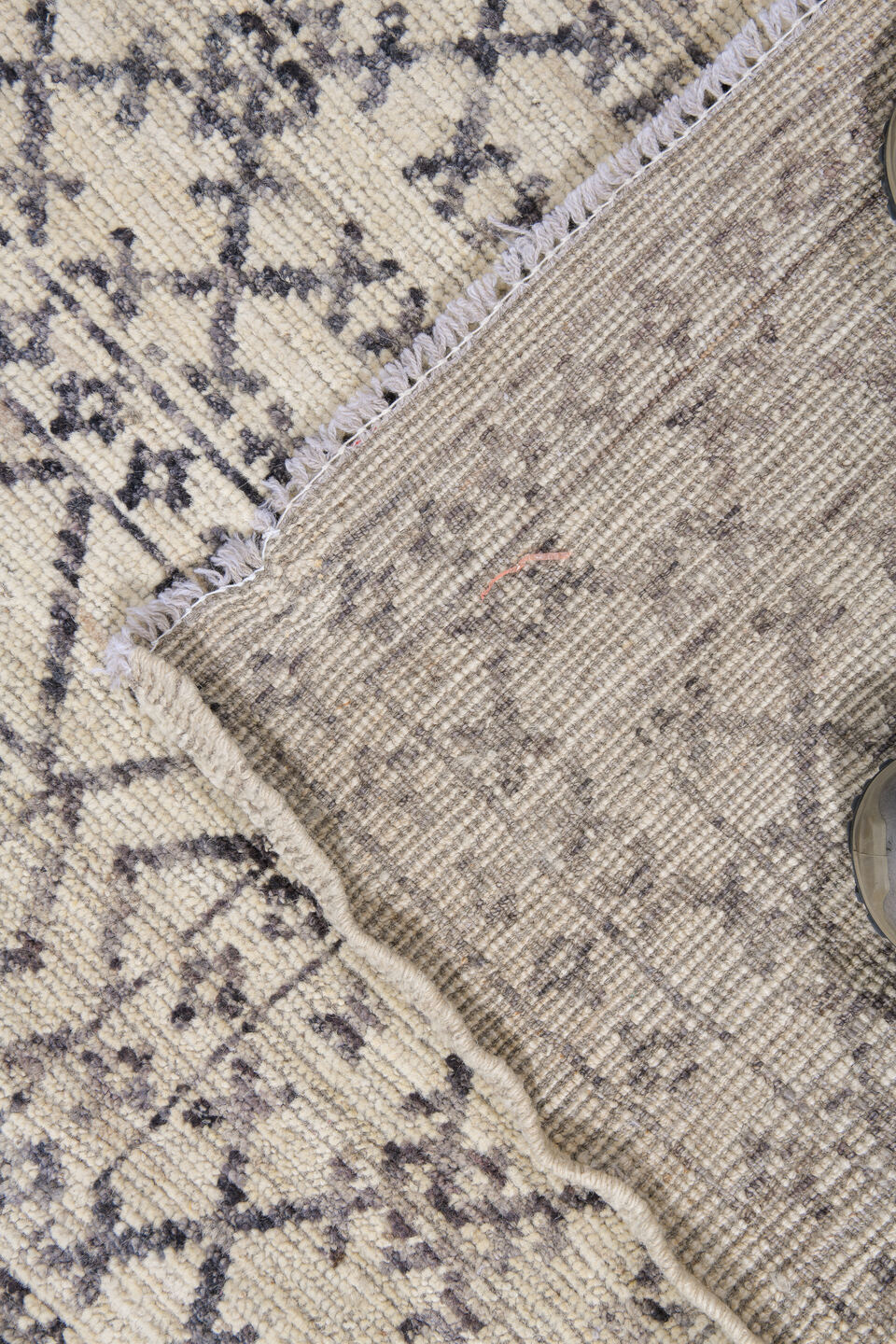 10' x 14' one-of-a-kind handmade vintage Khorassan large size rug. Color palette: brown, dim gray, gray, light gray