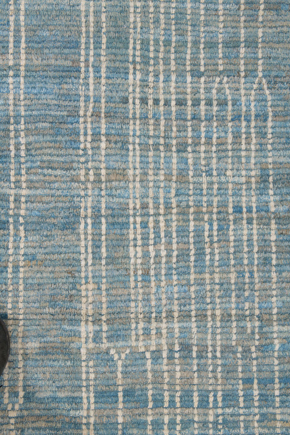 9' x 11' one-of-a-kind handmade vintage Tulu large size rug. Color palette: pale blue, ivory, cream, taupe, slate