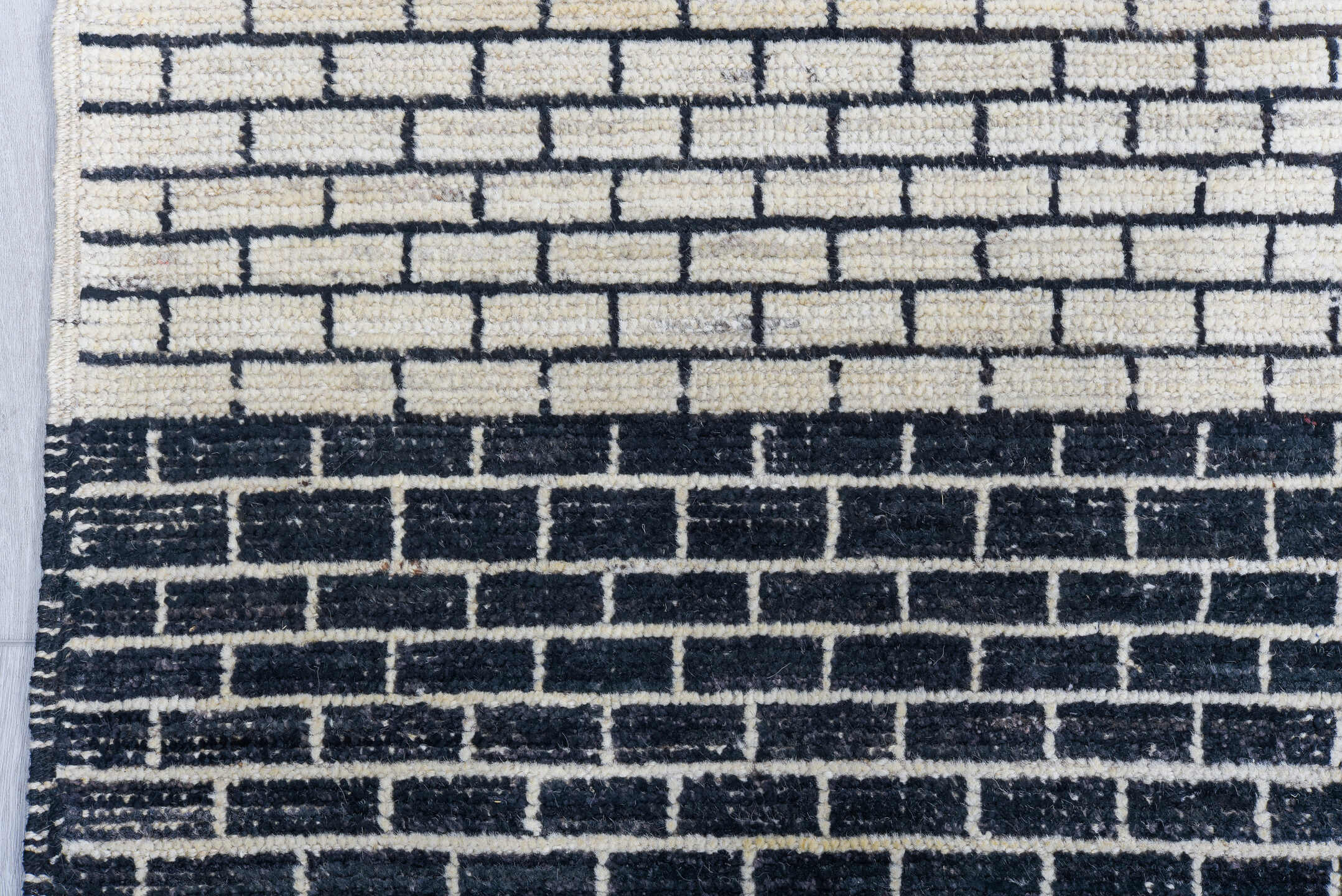 9' x 14' one-of-a-kind handmade vintage Tulu large size rug. Color palette: black, blue, dark gray, gainsboro, gray