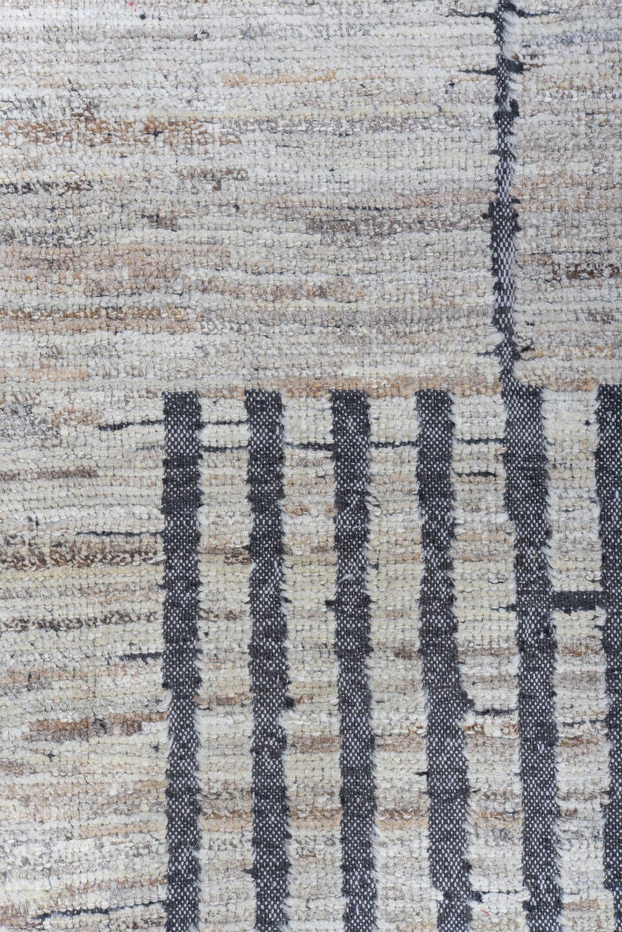 9' x 11' one-of-a-kind handmade vintage Tulu large size rug. Color palette: ivory, taupe, charcoal, cream, beige, gray