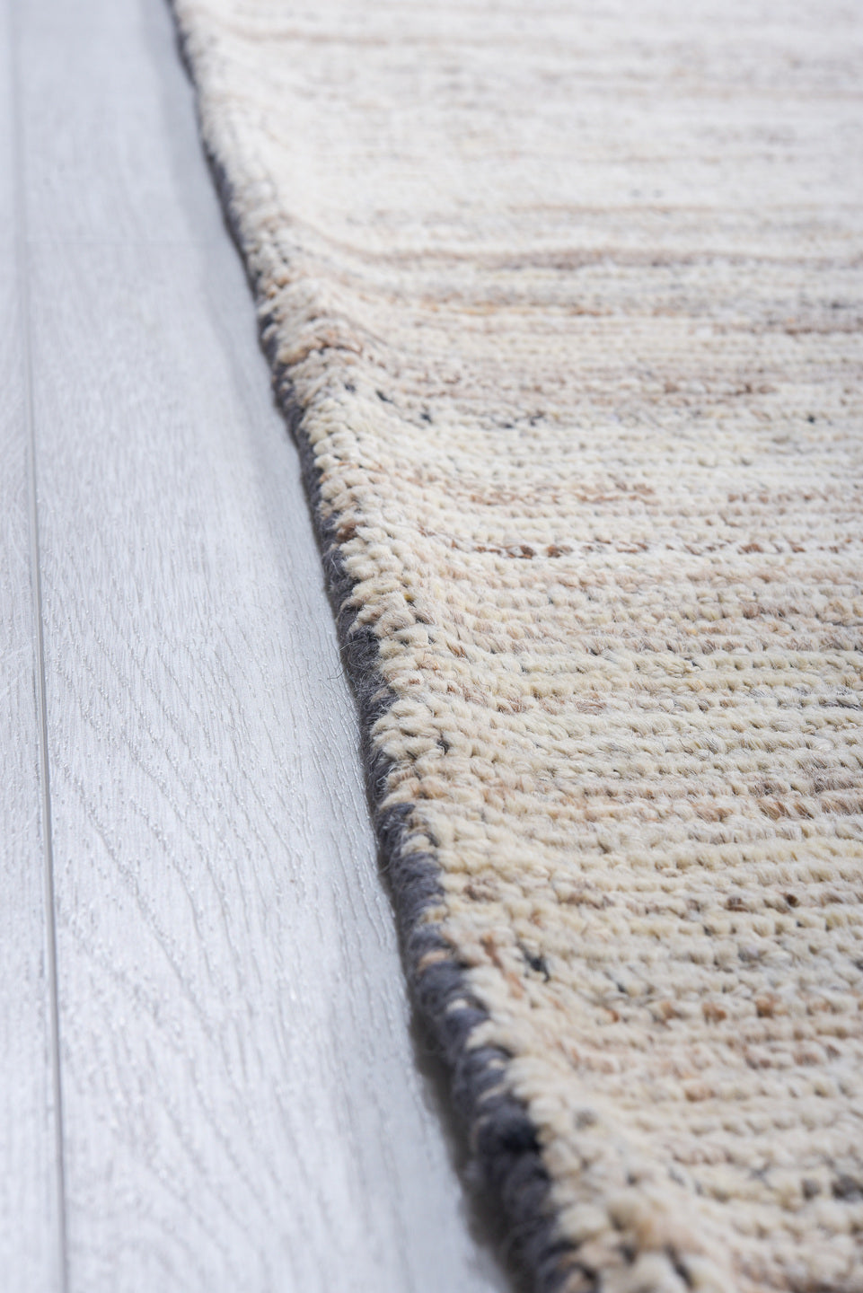 9' x 11' one-of-a-kind handmade vintage Tulu large size rug. Color palette: ivory, taupe, charcoal, cream, beige, gray