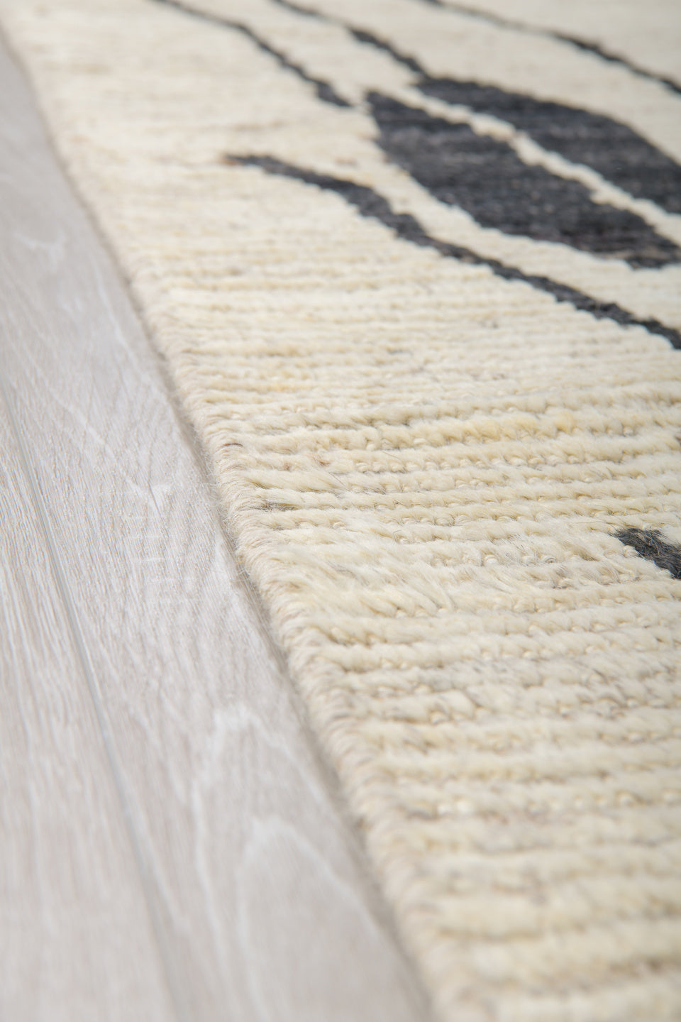 8' x 10' one-of-a-kind handmade vintage Tulu large size rug. Color palette: ivory, charcoal, cream, gray, black