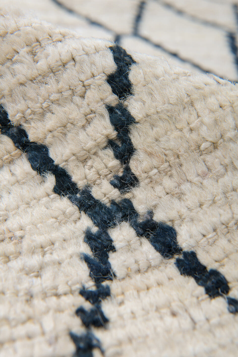 9' x 12' one-of-a-kind handmade vintage Tulu large size rug. Color palette: ivory, charcoal, taupe, cream, slate, gray