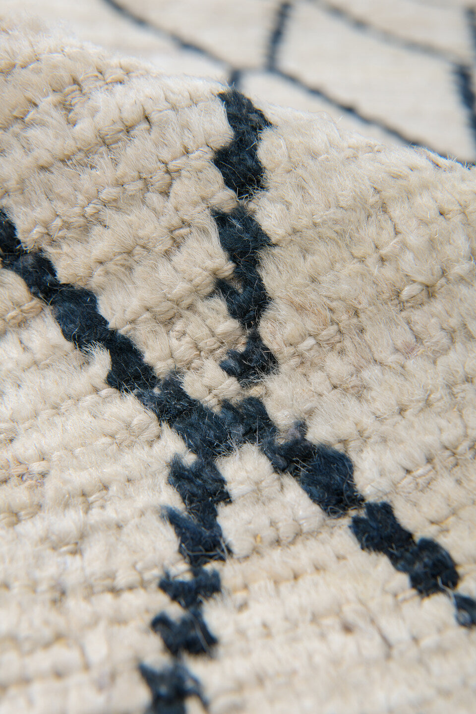 9' x 12' one-of-a-kind handmade vintage Tulu large size rug. Color palette: ivory, charcoal, taupe, cream, slate, gray