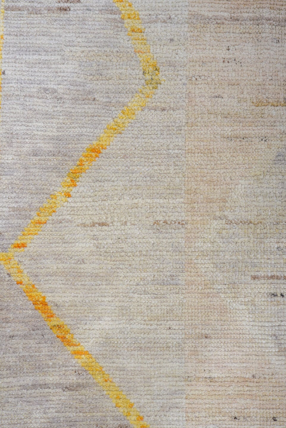 9' x 11' one-of-a-kind handmade vintage Tulu large size rug. Color palette: ivory, pale blue, soft gold, sage, peach, taupe