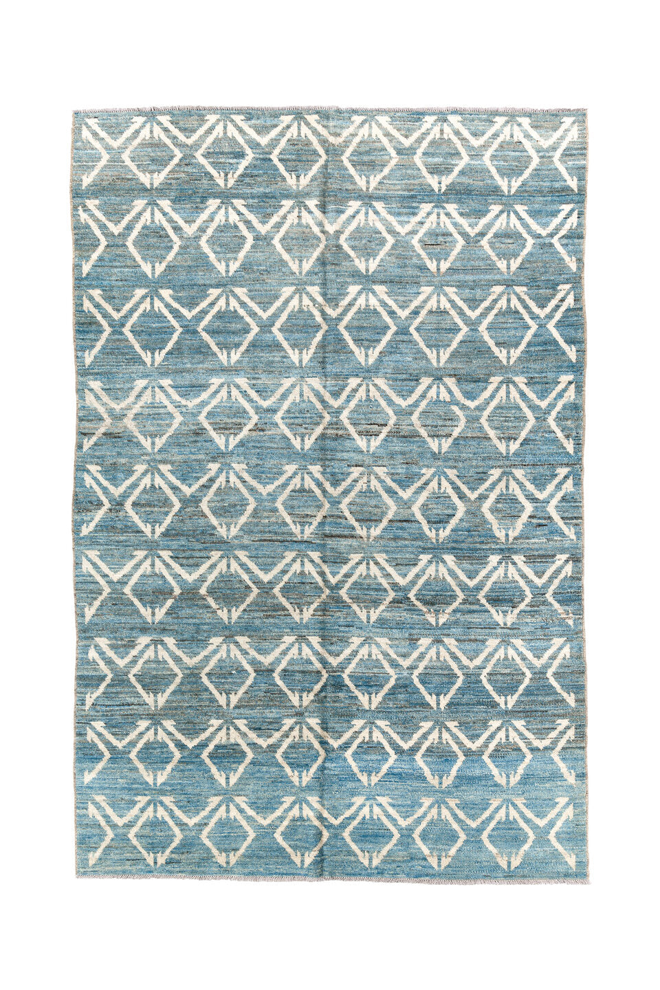 6' x 9' one-of-a-kind handmade vintage Tulu medium size rug. Color palette: black, blue, brown, charcoal, dim gray, gray