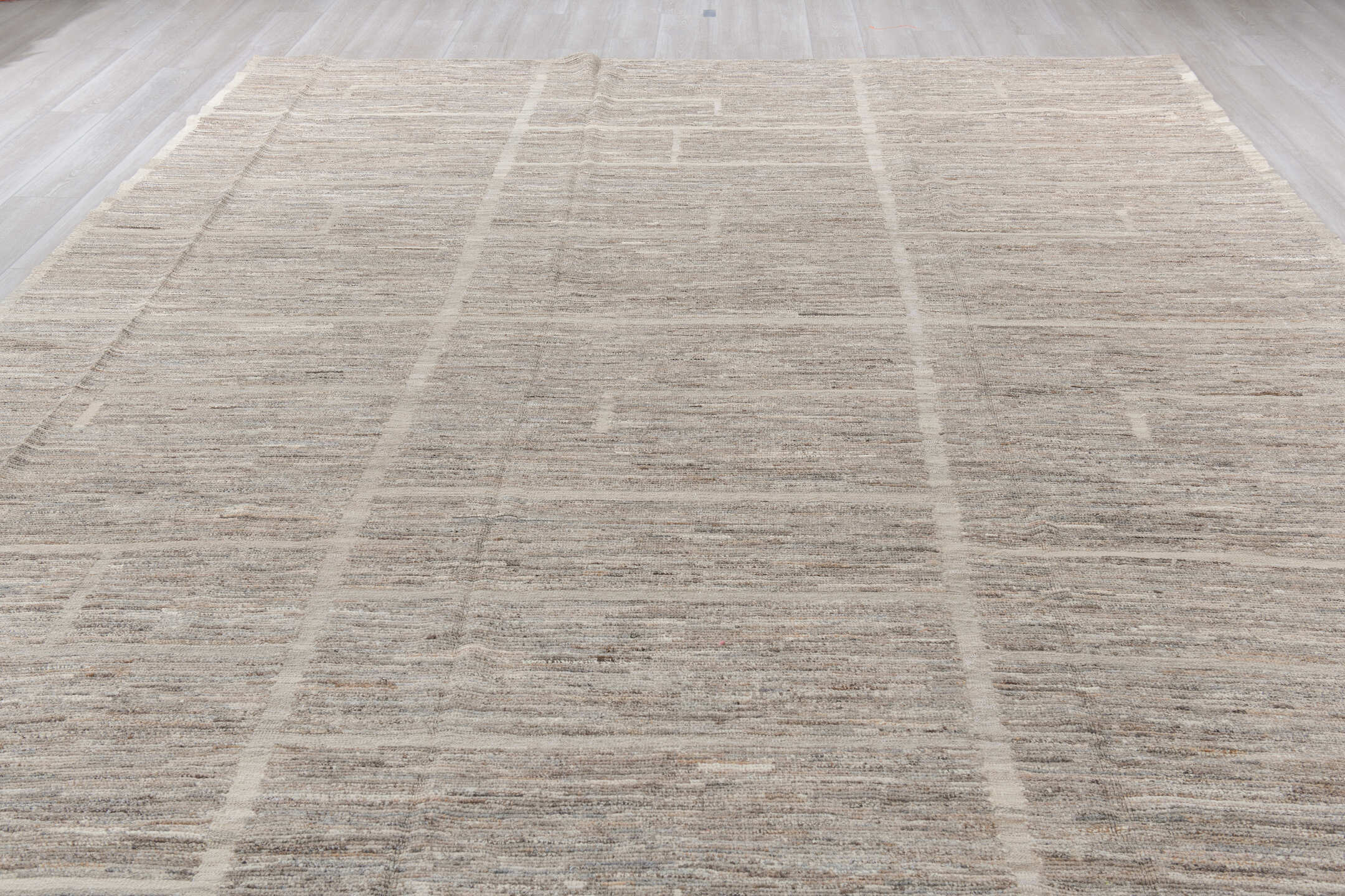 10' x 13' one-of-a-kind handmade vintage Tulu large size rug. Color palette: dark gray, gainsboro, gray, light gray