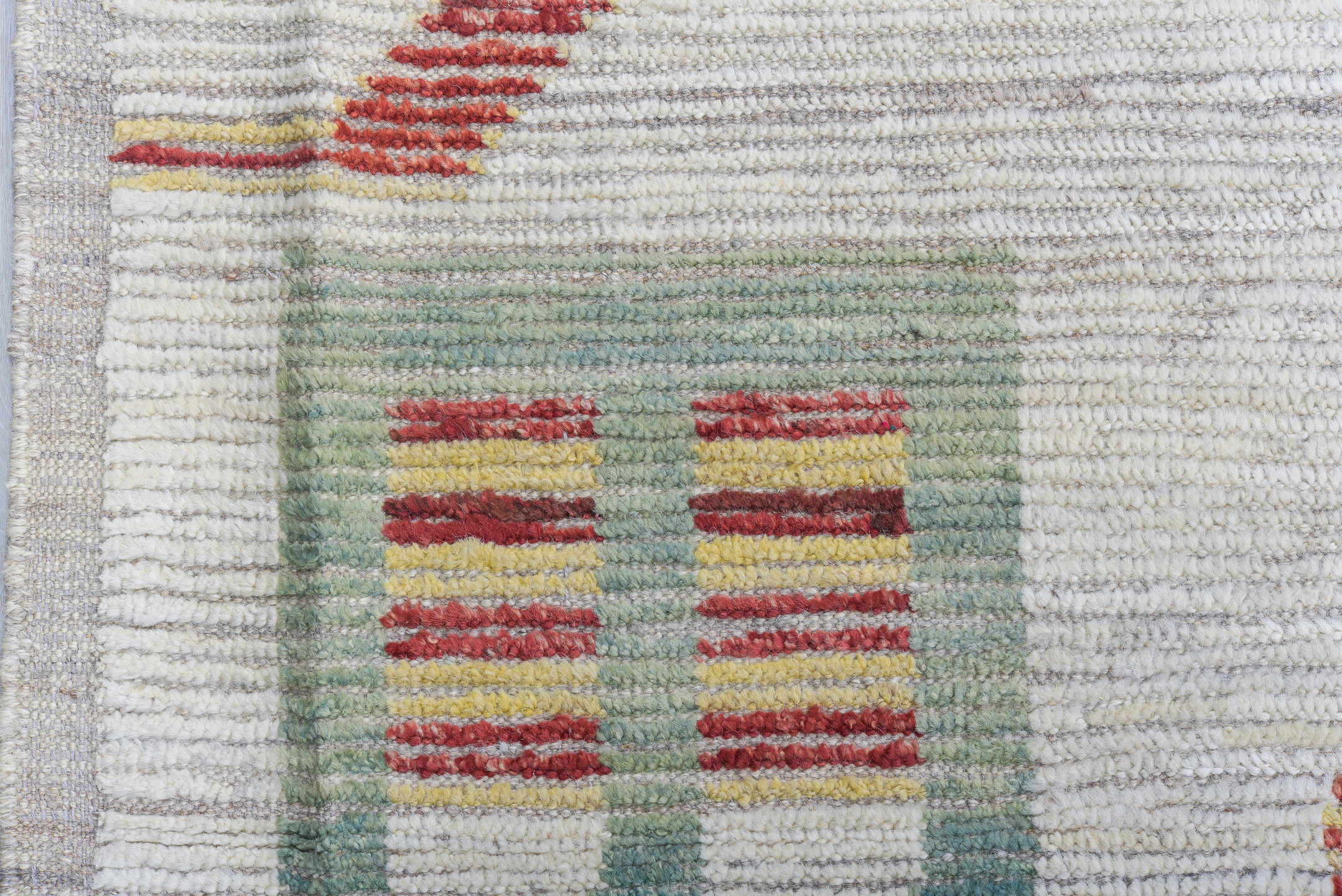 10' x 14' one-of-a-kind handmade vintage Tulu oversize rug. Color palette: ivory, rust, sage, charcoal, taupe, terracotta