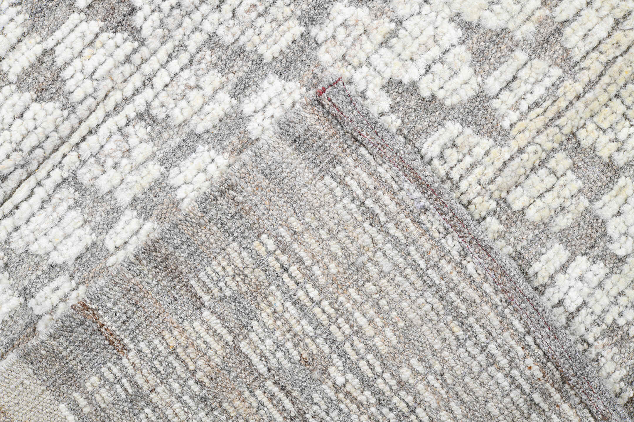 10' x 14' one-of-a-kind handmade vintage Tulu large size rug. Color palette: ivory, gray, taupe, cream, beige