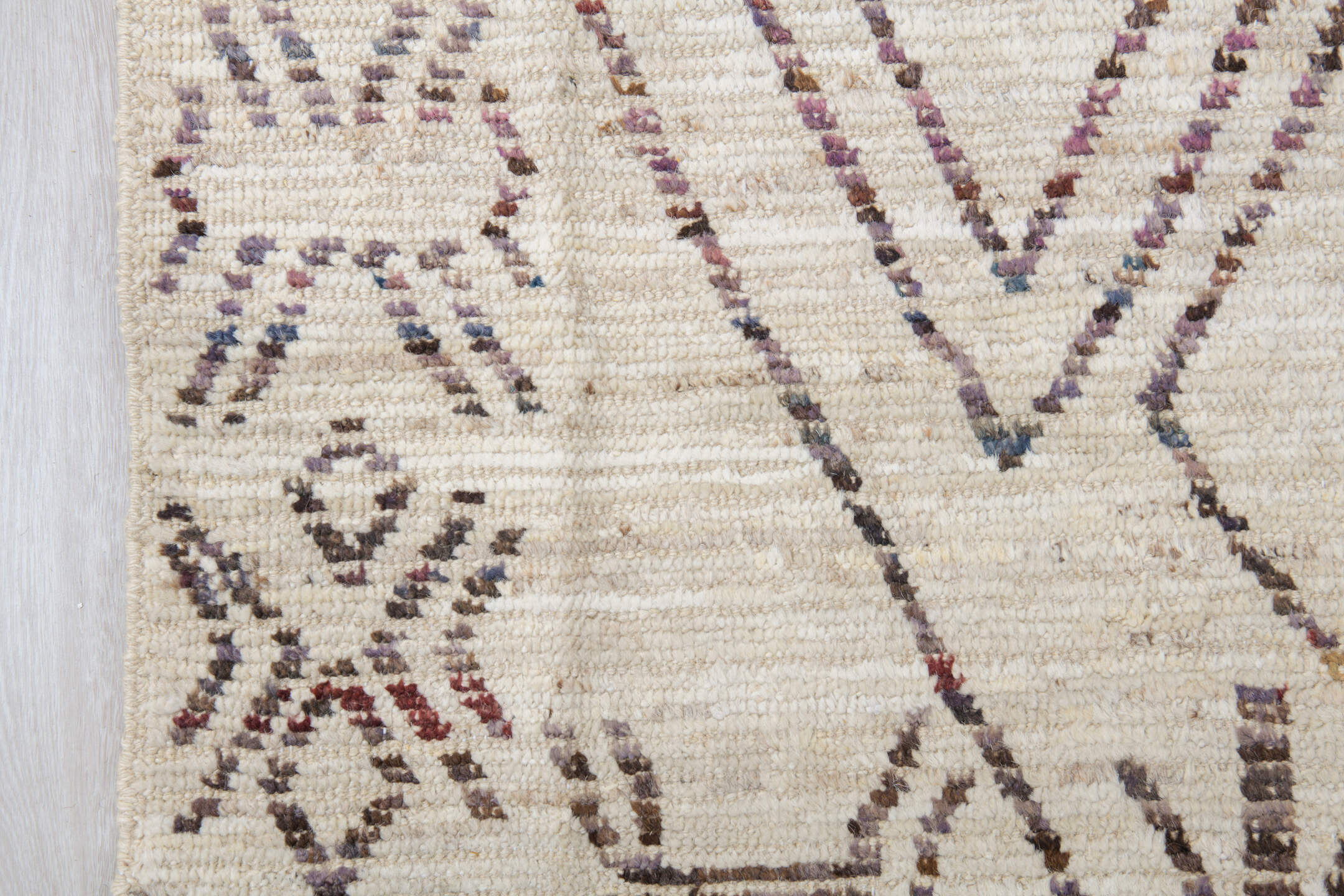 10' x 14' one-of-a-kind handmade vintage Tulu large size rug. Color palette: dark gray, gray, light gray, linen, off-white