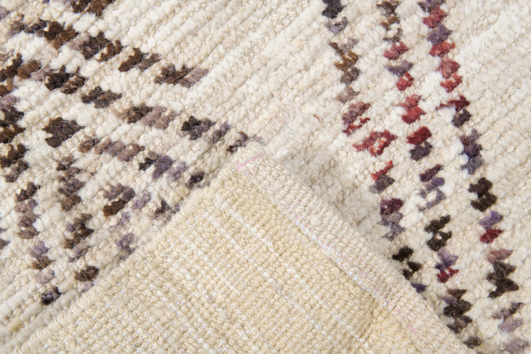 10' x 14' one-of-a-kind handmade vintage Tulu large size rug. Color palette: ivory, charcoal, taupe, brown, camel, gray