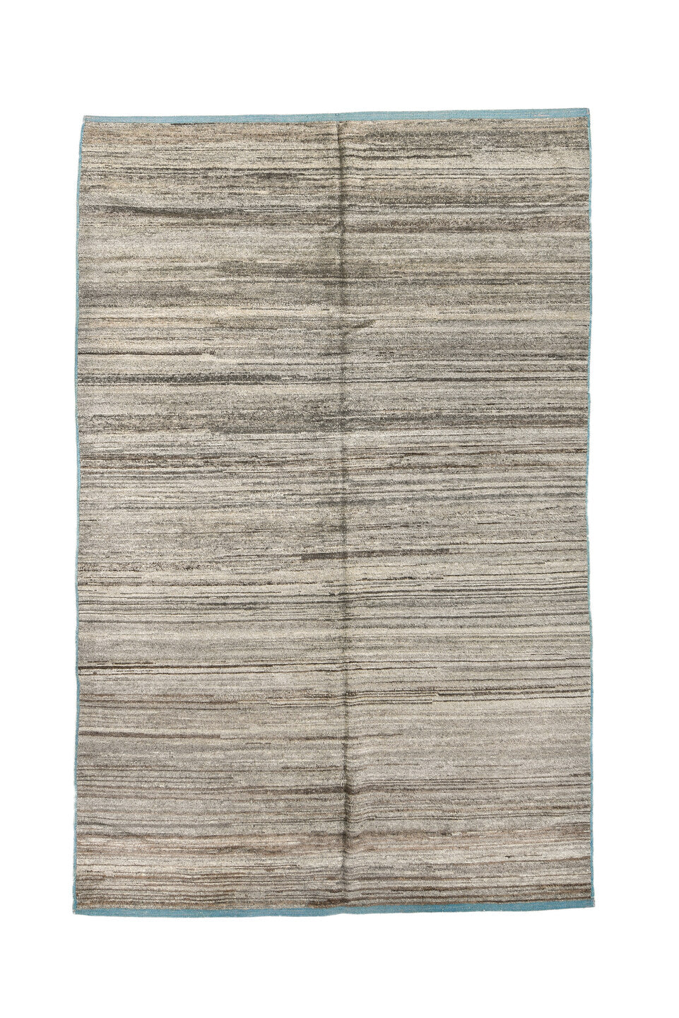 6' x 9' one-of-a-kind handmade vintage Tulu medium size rug. Color palette: blue, dark gray, gray, light gray, off-white