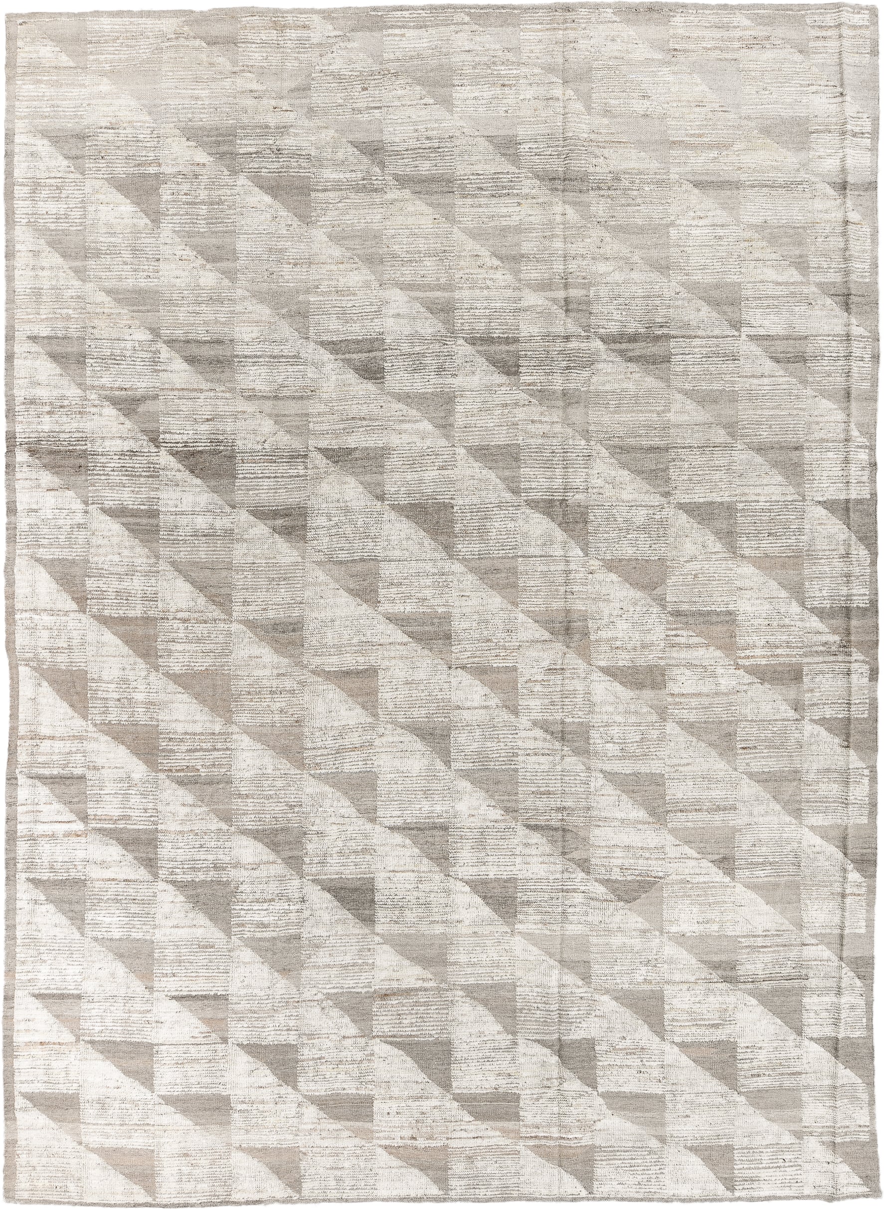 10' x 14' one-of-a-kind handmade vintage Tulu large size rug. Color palette: ivory, taupe, cream, beige, stone, gray