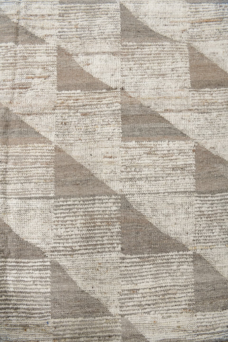 10' x 14' one-of-a-kind handmade vintage Tulu large size rug. Color palette: ivory, taupe, cream, beige, stone, gray
