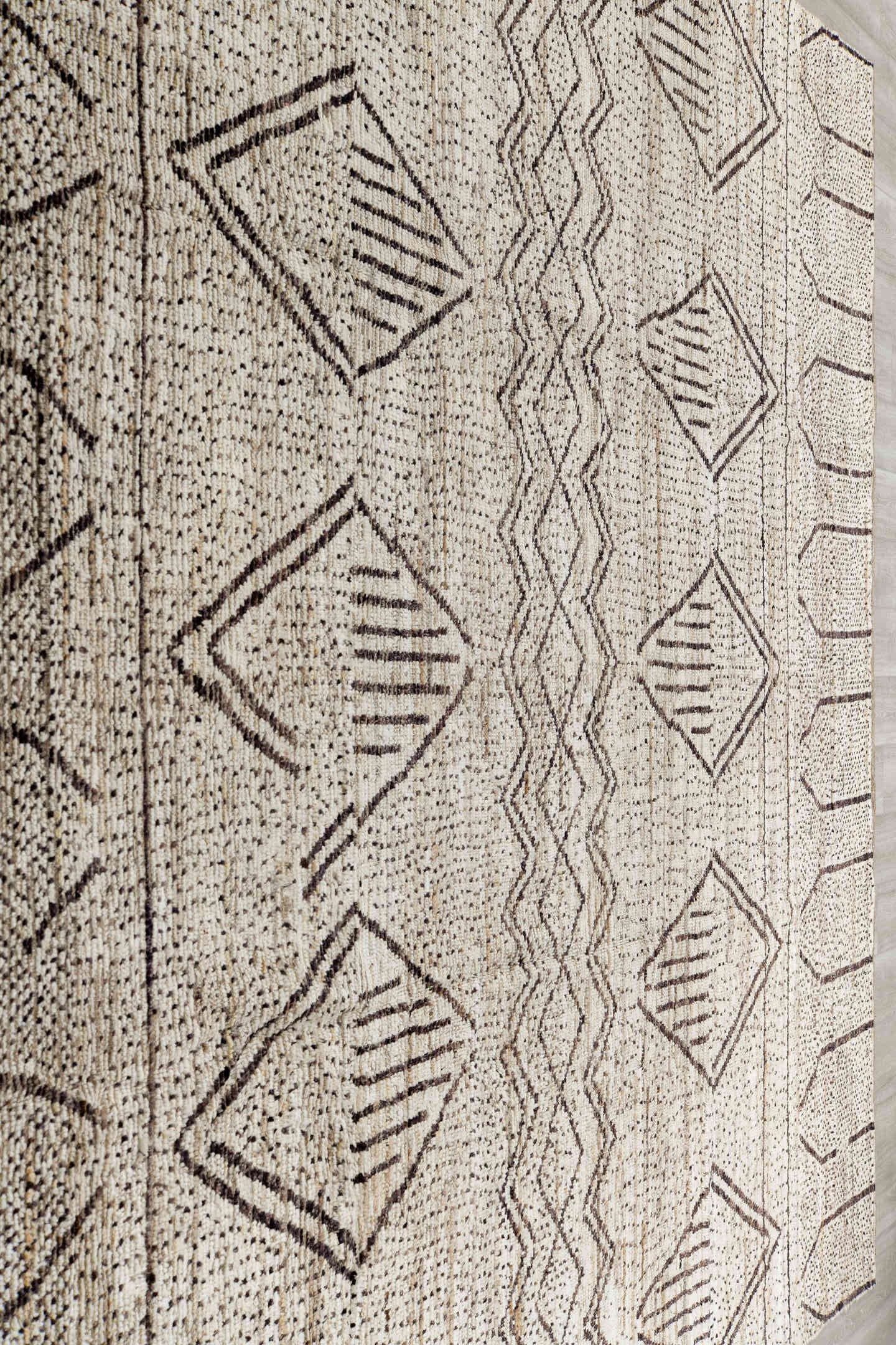 10' x 14' one-of-a-kind handmade vintage Tulu large size rug. Color palette: ivory, brown, taupe, cream, beige, gray