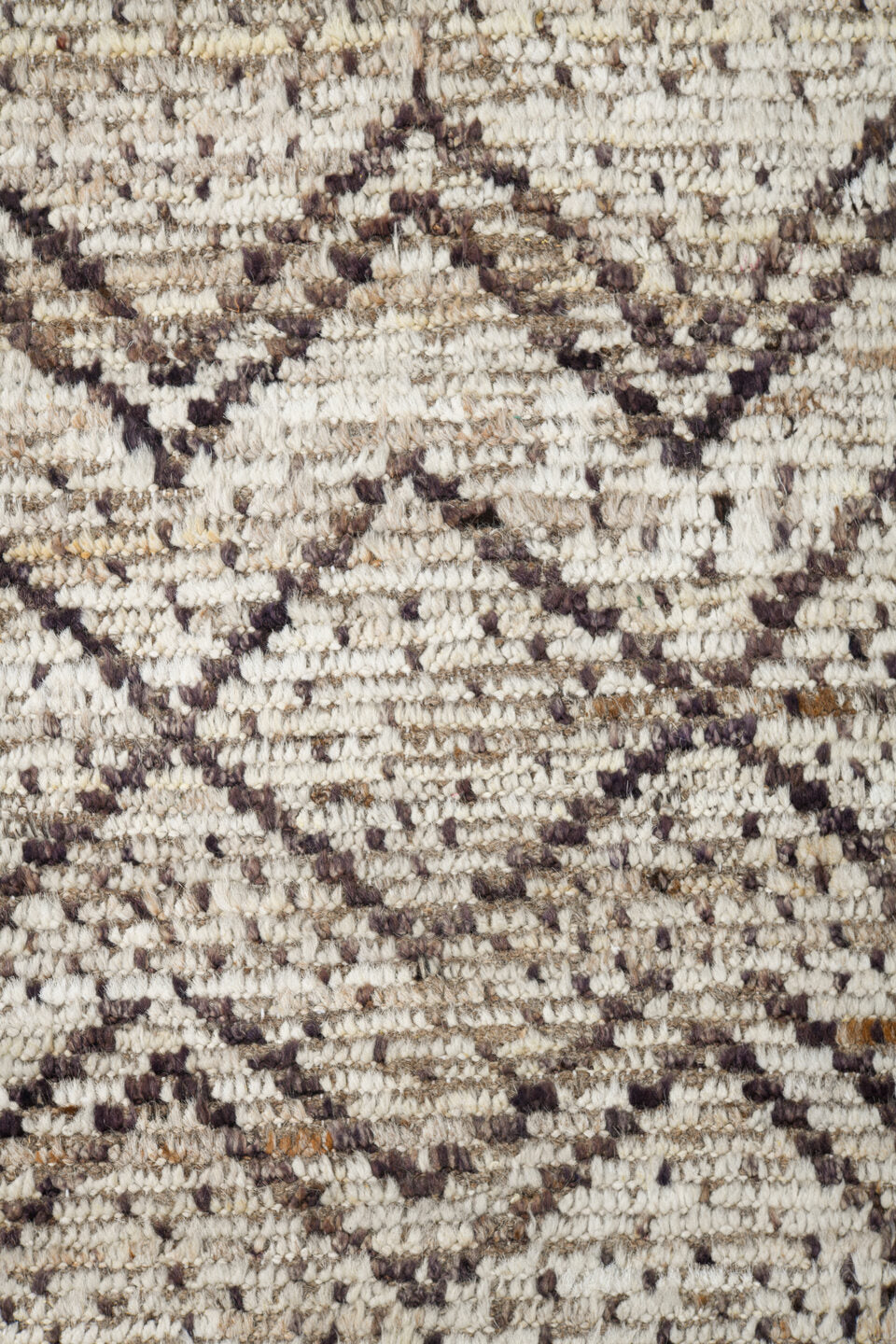 10' x 14' one-of-a-kind handmade vintage Tulu large size rug. Color palette: ivory, brown, taupe, cream, beige, gray