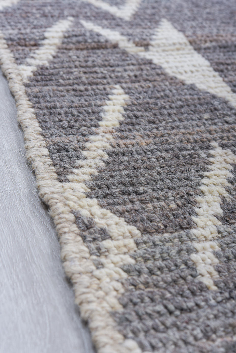 6' x 9' one-of-a-kind handmade vintage Tulu medium size rug. Color palette: gray, ivory, charcoal, black