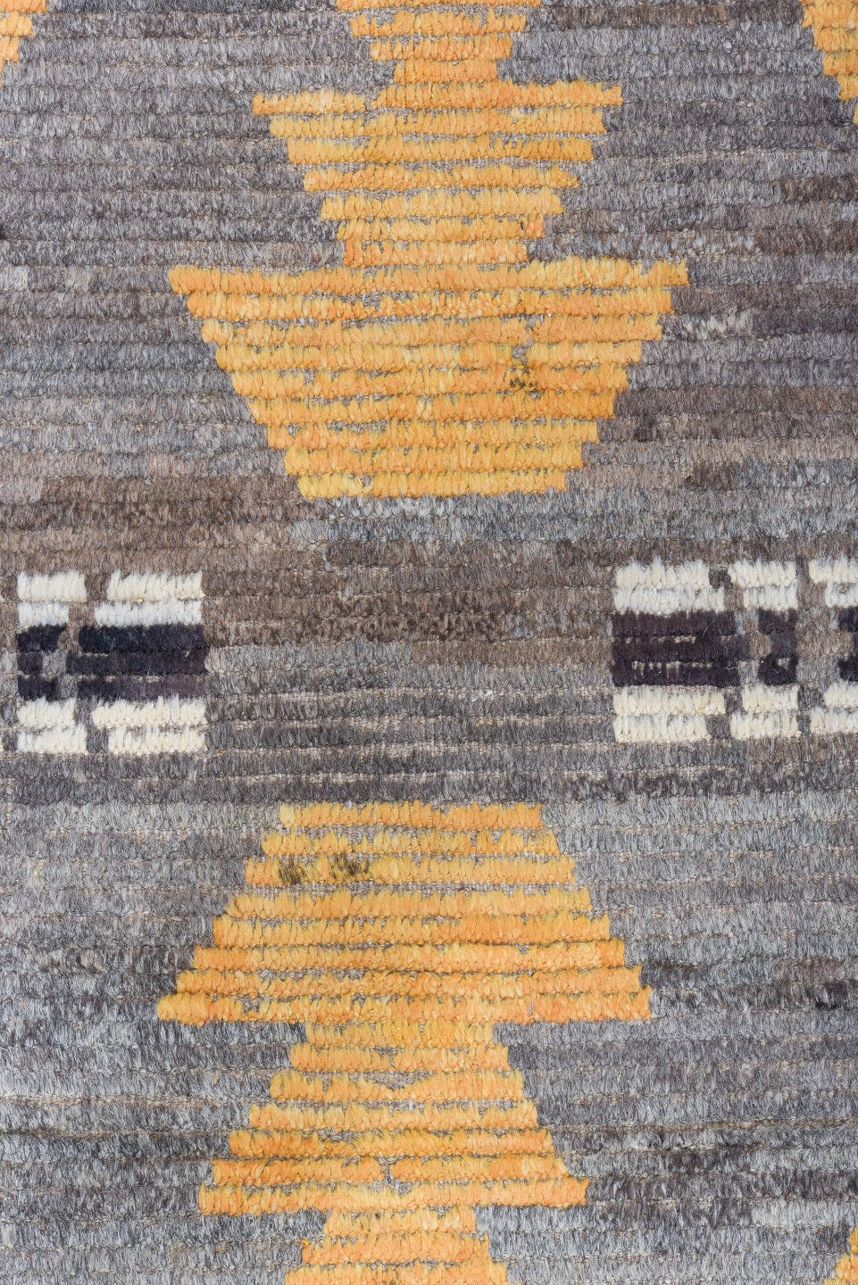 11' x 14' one-of-a-kind handmade vintage Tulu oversize rug. Color palette: gray, gold, ivory, charcoal, taupe, black, beige