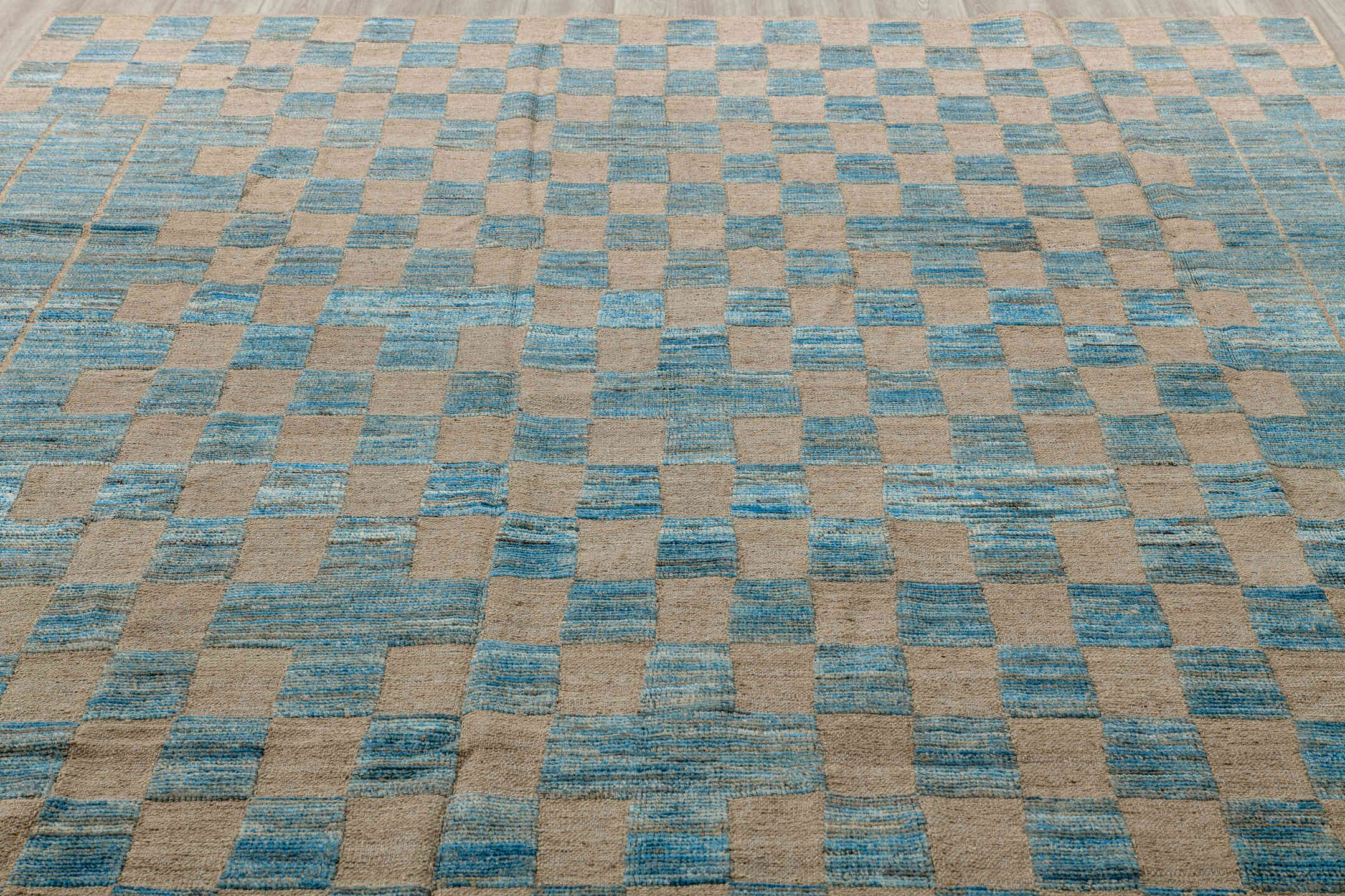 8' x 11' one-of-a-kind handmade vintage Tulu large size rug. Color palette: arapawa, black, blue, charcoal, dark gray, gray