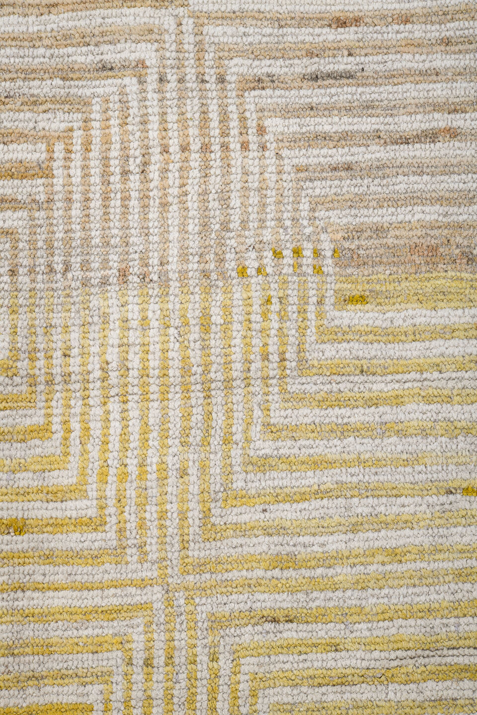 10' x 13' one-of-a-kind handmade vintage Tulu large size rug. Color palette: ivory, pale gold, cream, beige, camel, gold
