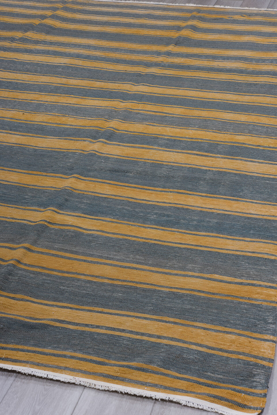 9' x 11' one-of-a-kind handmade vintage Kilim large size rug. Color palette: black, blue, brown, burlywood, dark gray, gray