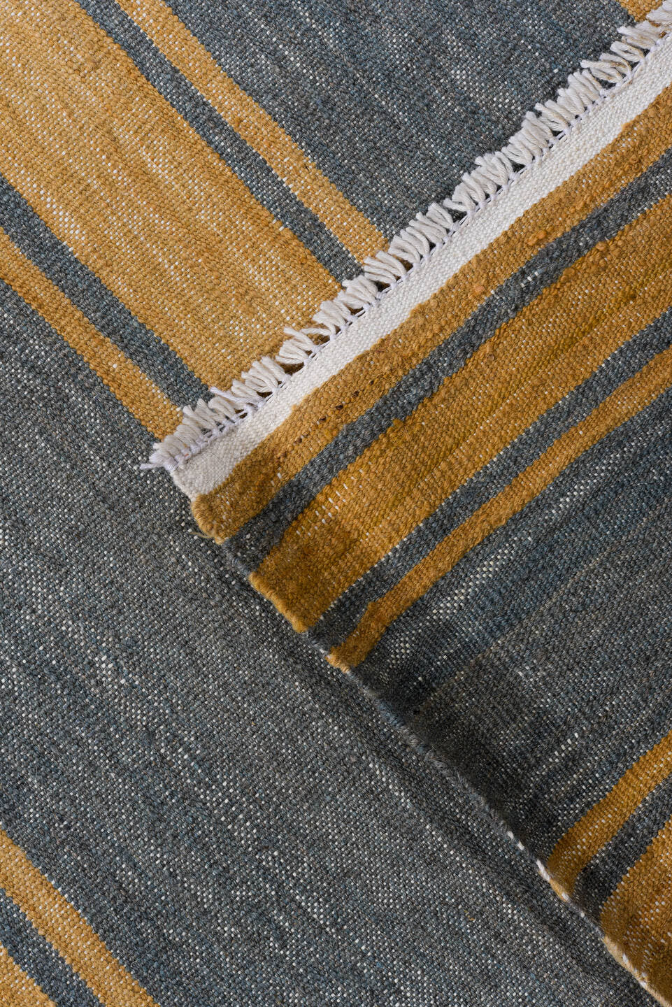 9' x 11' one-of-a-kind handmade vintage Kilim large size rug. Color palette: slate blue, camel, tan, ivory, purple, beige