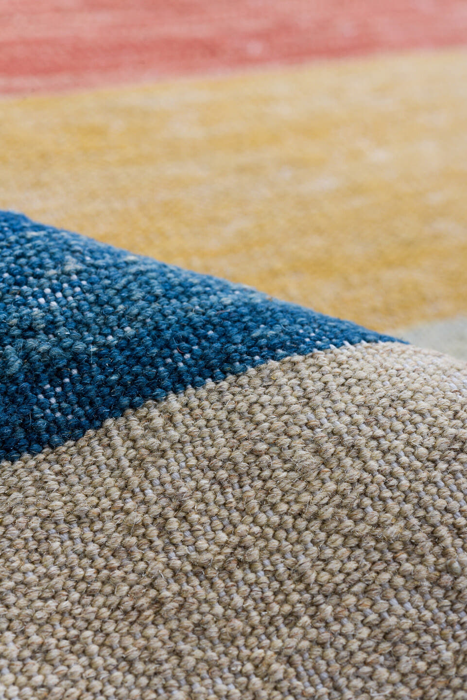 8' x 11' one-of-a-kind handmade vintage Kilim large size rug. Color palette: sky blue, ivory, coral, blush, gold