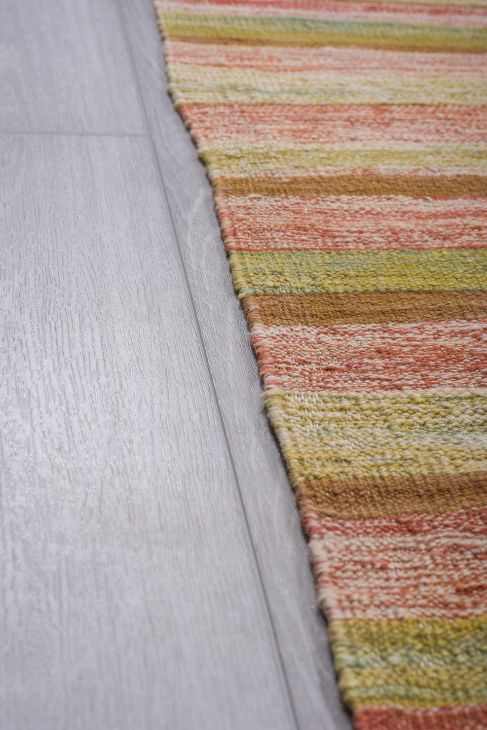 8' x 12' one-of-a-kind handmade vintage Kilim large size rug. Color palette: ivory, blush, sage, muted rust, taupe, cream