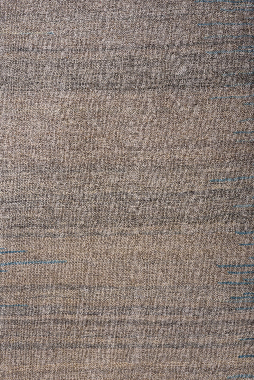 8' x 12' one-of-a-kind handmade vintage Kilim large size rug. Color palette: sky blue, gray, slate, ivory, light blue