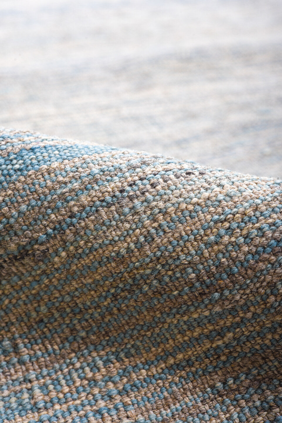 8' x 12' one-of-a-kind handmade vintage Kilim large size rug. Color palette: sky blue, gray, slate, ivory, light blue