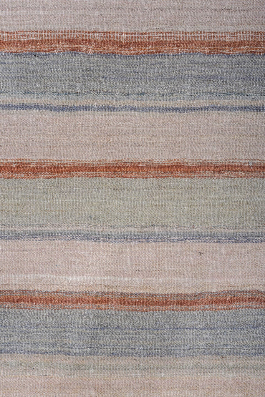 8' x 12' one-of-a-kind handmade vintage Kilim large size rug. Color palette: ivory, blush, slate, sky_blue, rust, taupe