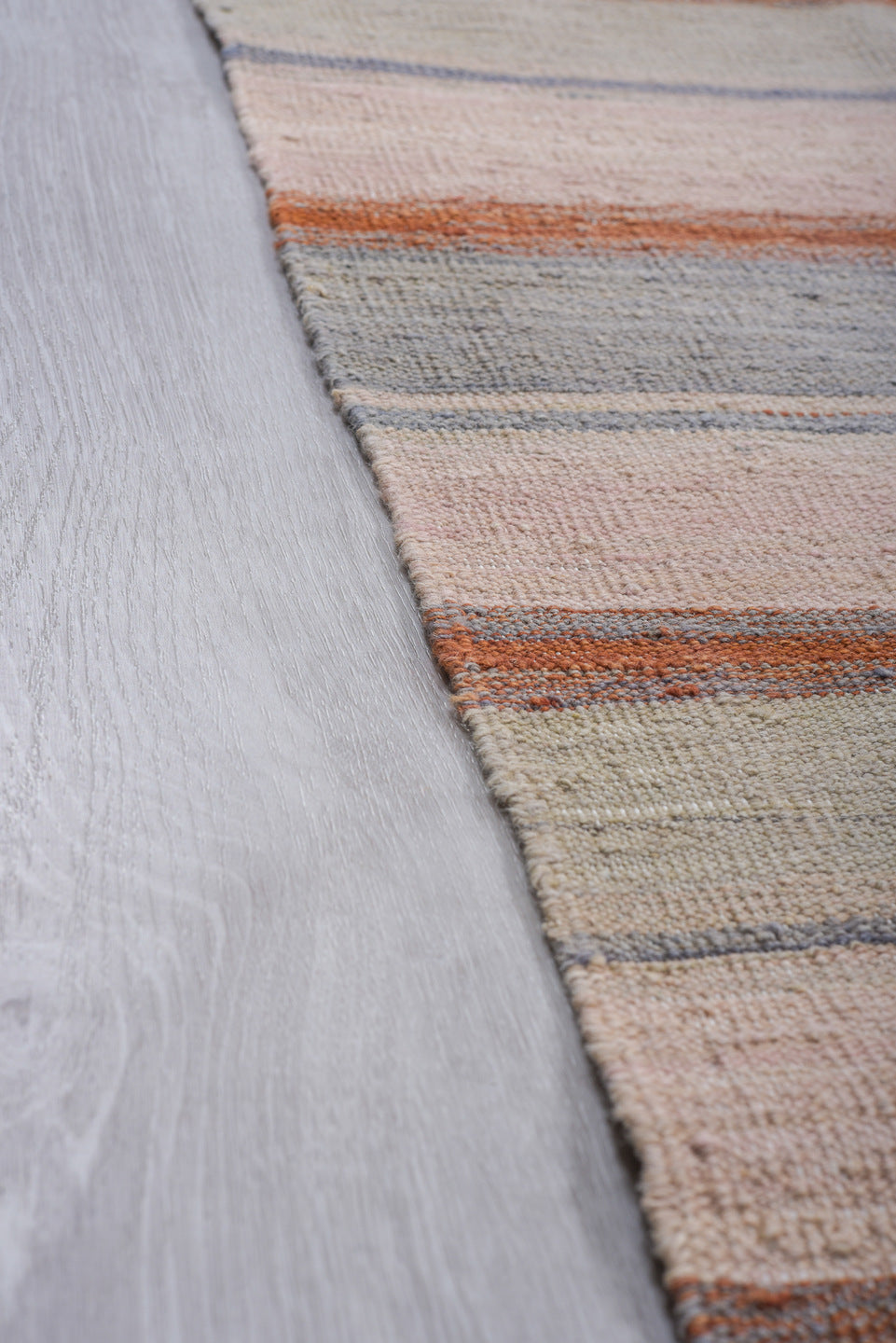 8' x 12' one-of-a-kind handmade vintage Kilim large size rug. Color palette: ivory, blush, slate, sky_blue, rust, taupe