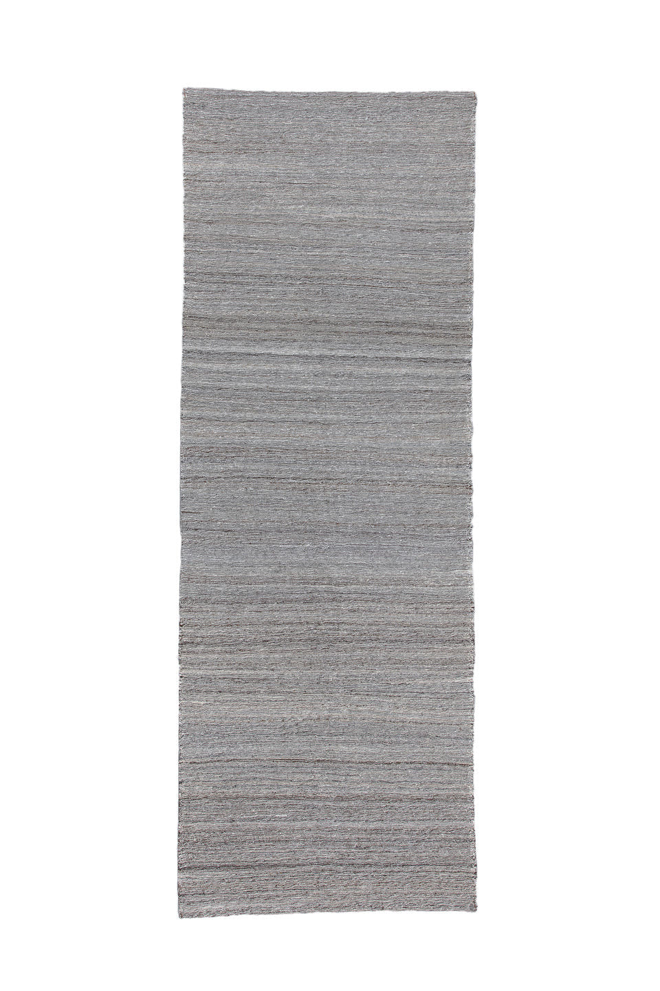 3' x 9' one-of-a-kind handmade vintage Kilim runner rug. Color palette: gray, taupe, ivory, charcoal, beige, black