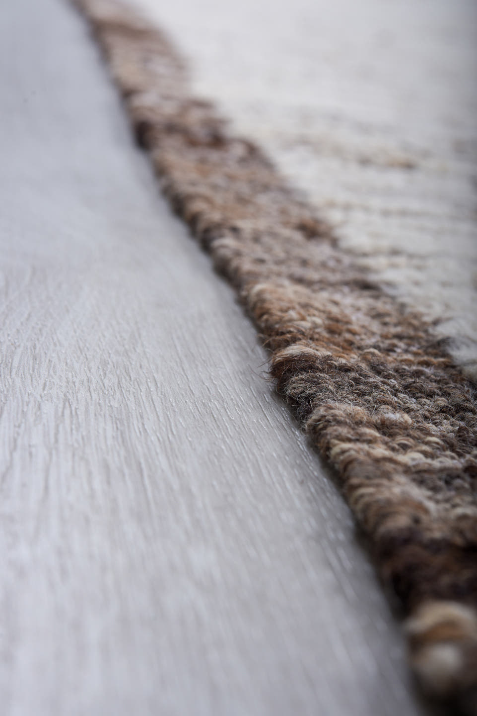 9' x 12' one-of-a-kind handmade vintage Tulu large size rug. Color palette: ivory, taupe, brown, gray, beige