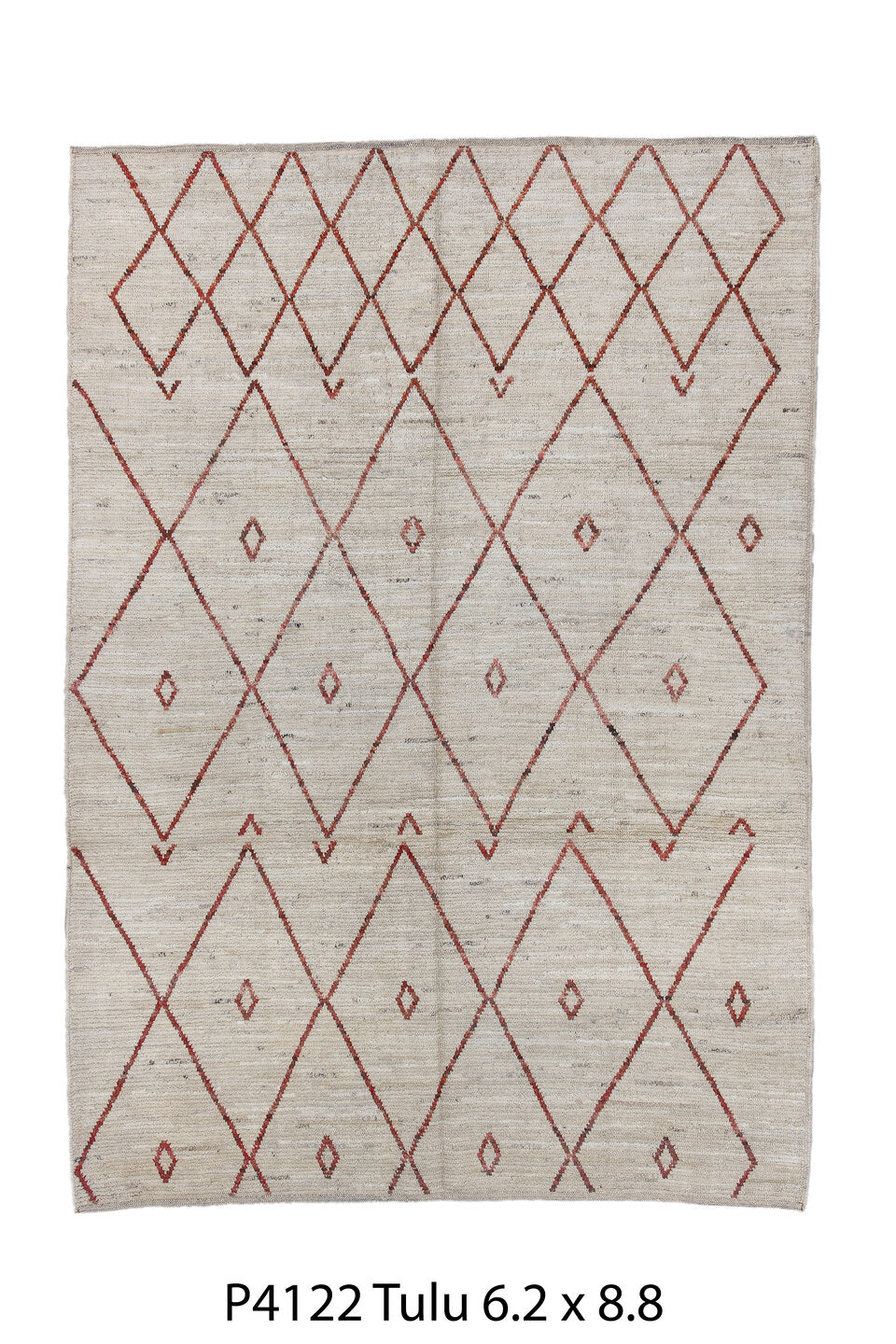 6' x 8' one-of-a-kind handmade vintage Tulu medium size rug. Color palette: brown, gainsboro, gray, light gray, off-white