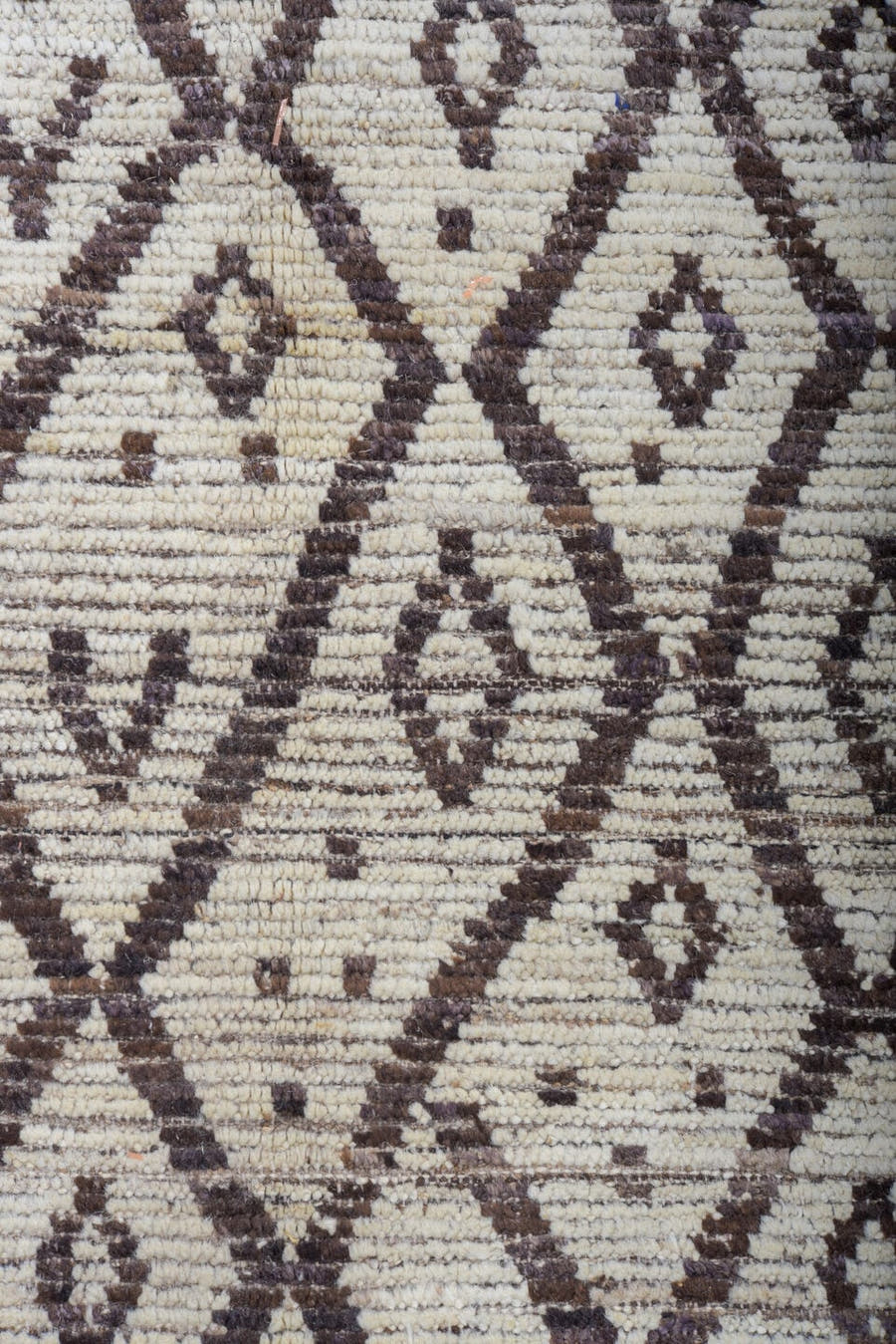 9' x 12' one-of-a-kind handmade vintage Tulu large size rug. Color palette: ivory, charcoal, taupe, brown, gray, black