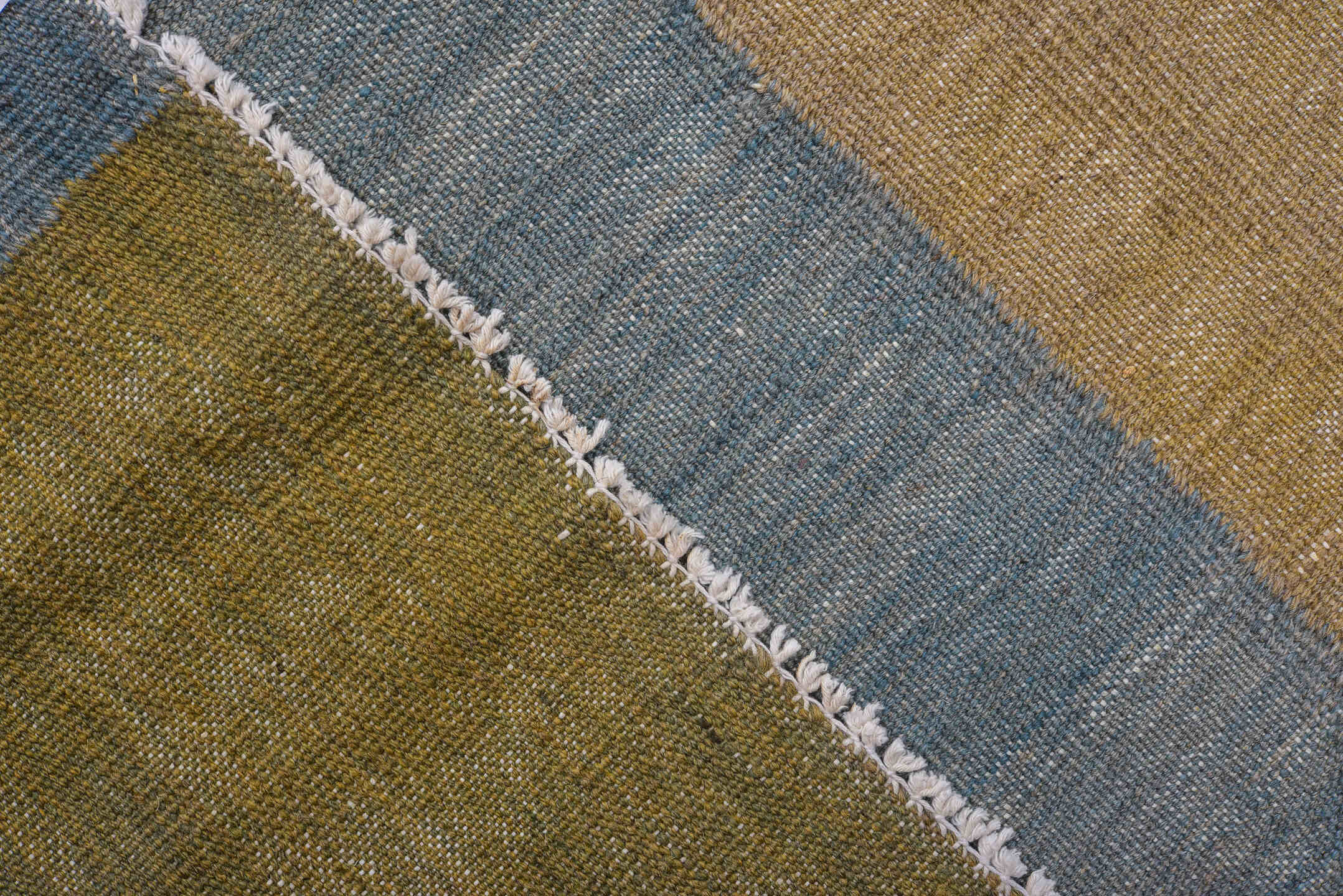 9' x 11' one-of-a-kind handmade vintage Kilim large size rug. Color palette: sky blue, taupe, lavender, sage, ivory