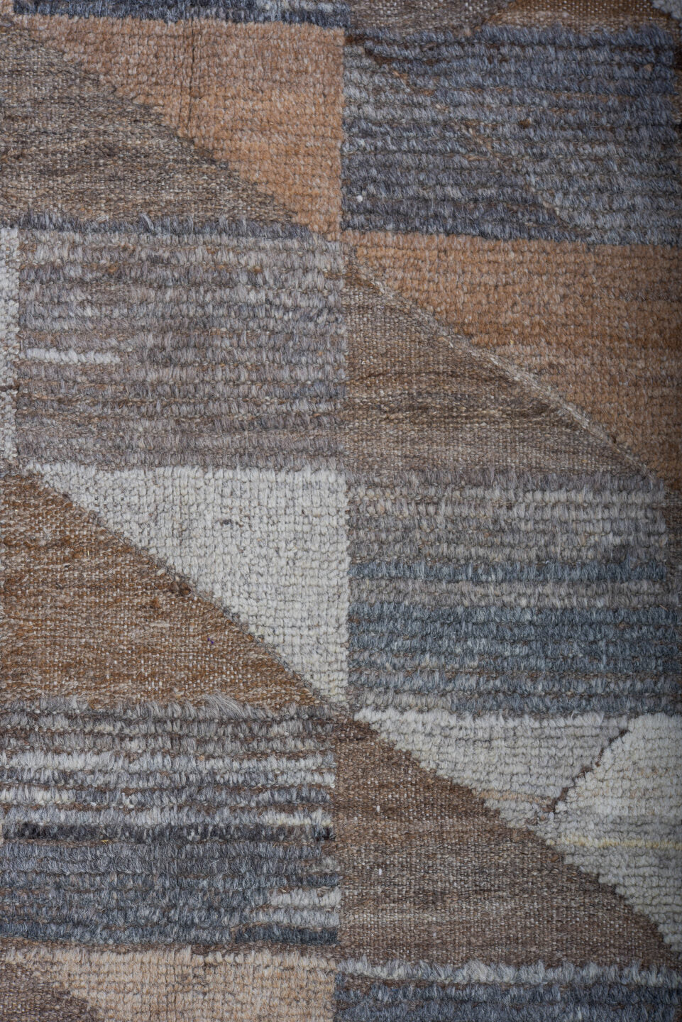 13' x 20' one-of-a-kind handmade vintage Tulu oversize rug. Color palette: black, blue, brown, charcoal, dark gray