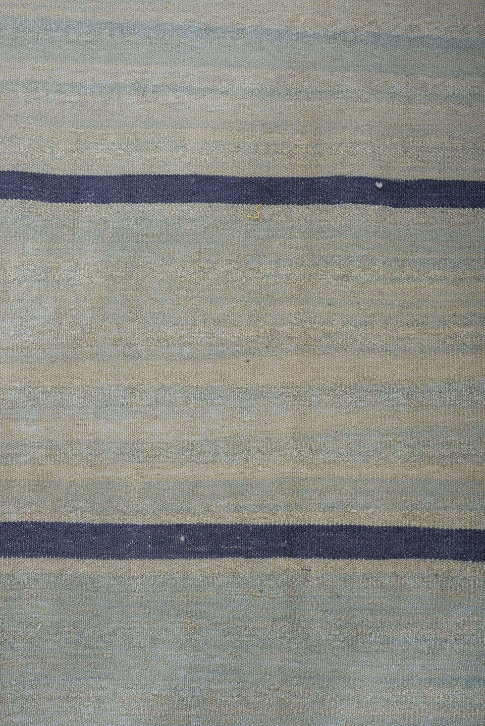 9' x 12' one-of-a-kind handmade vintage Kilim large size rug. Color palette: pale blue, indigo, ivory, light blue, purple