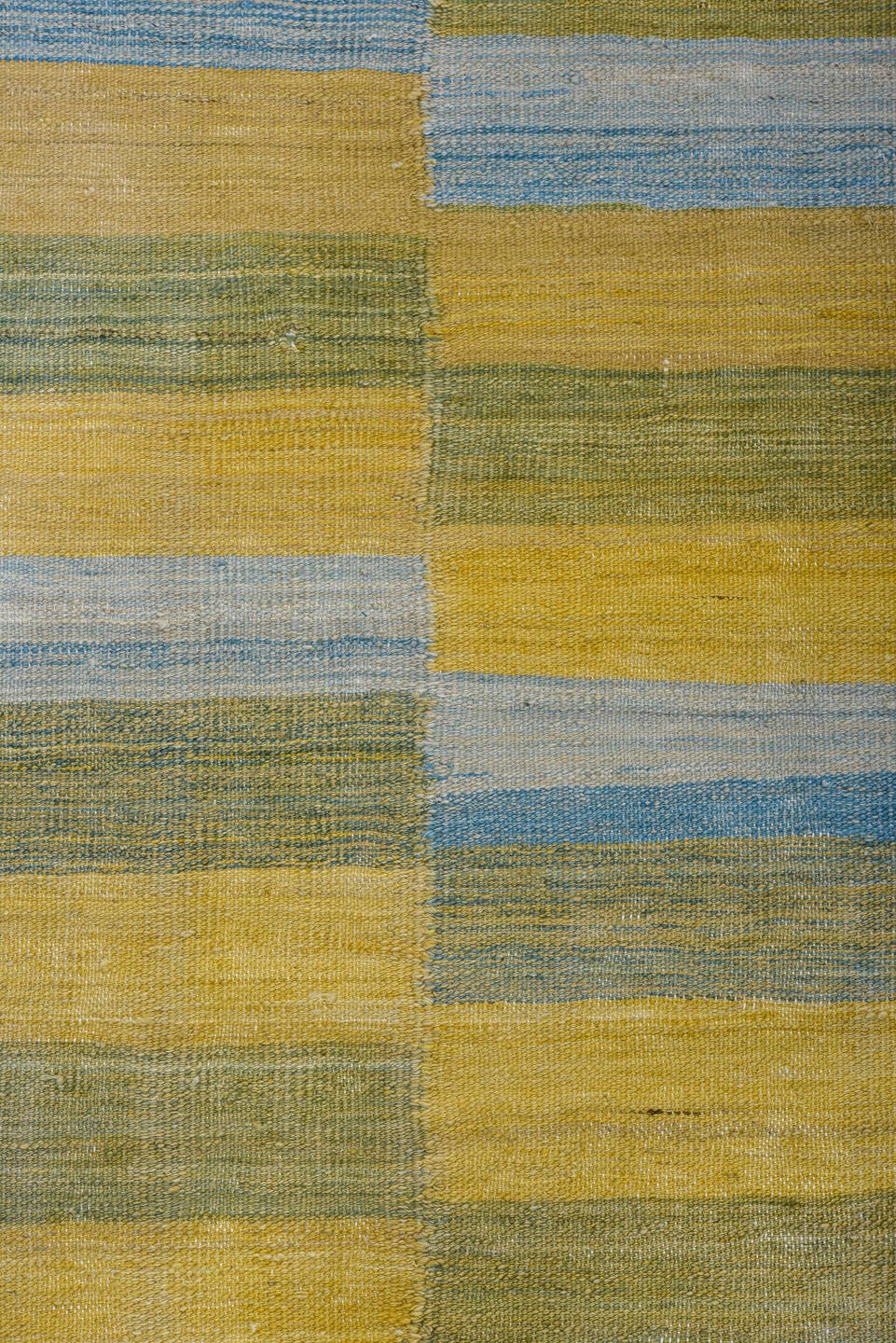 8' x 11' one-of-a-kind handmade vintage Kilim large size rug. Color palette: sage, sky blue, beige, taupe, camel, charcoal