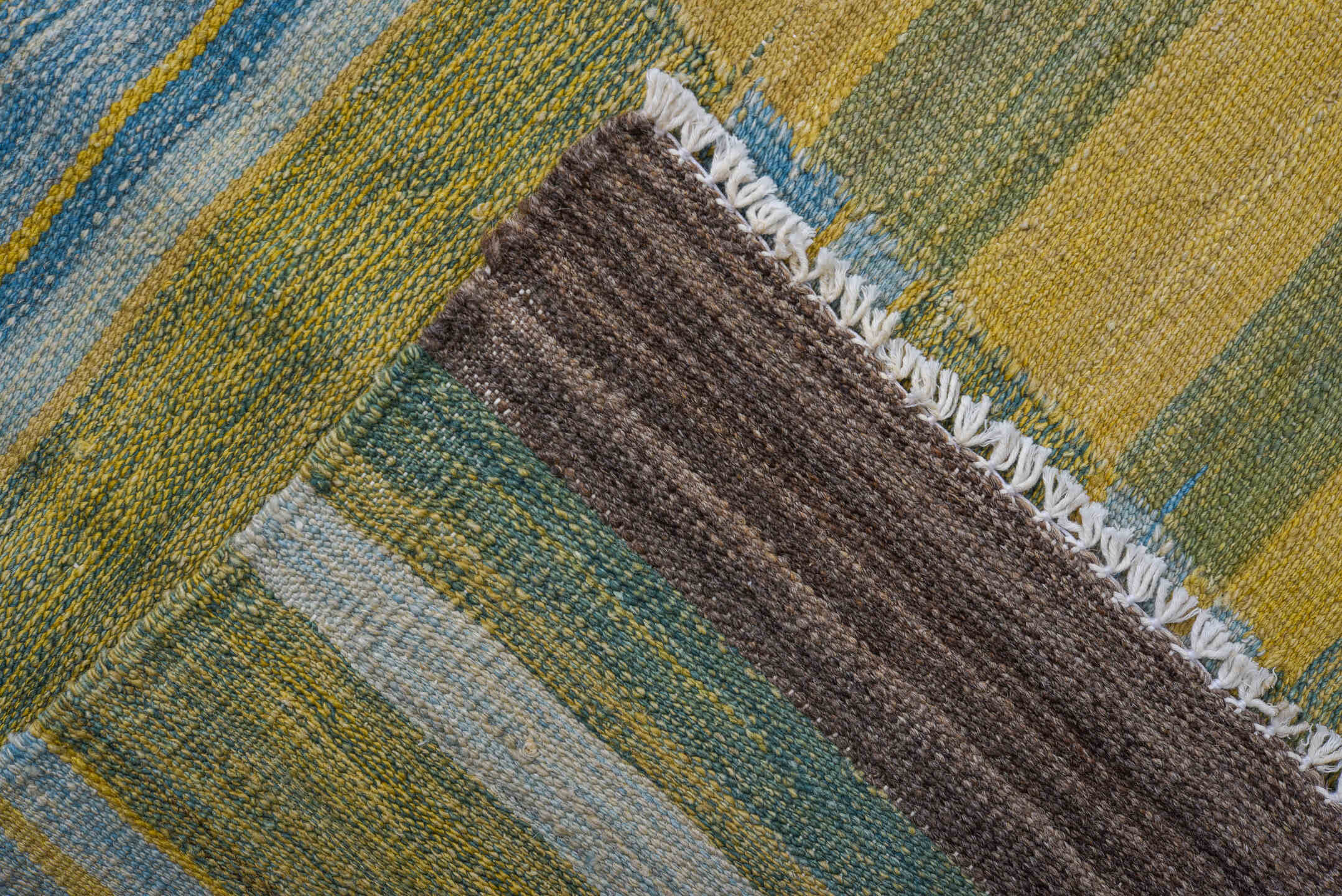 8' x 11' one-of-a-kind handmade vintage Kilim large size rug. Color palette: sage, sky blue, beige, taupe, camel, charcoal