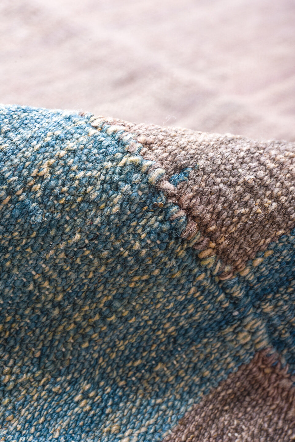 8' x 11' one-of-a-kind handmade vintage Kilim large size rug. Color palette: taupe, sky blue, charcoal, ivory, beige, gray