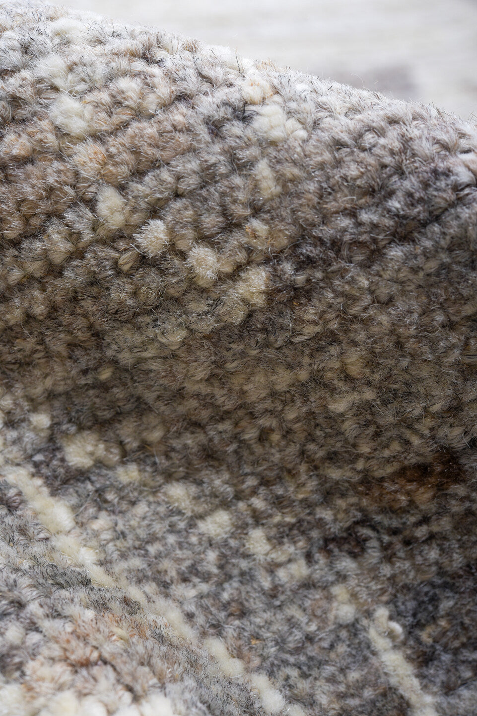 9' x 12' one-of-a-kind handmade vintage Tulu large size rug. Color palette: dim gray, gray, light blue, light gray